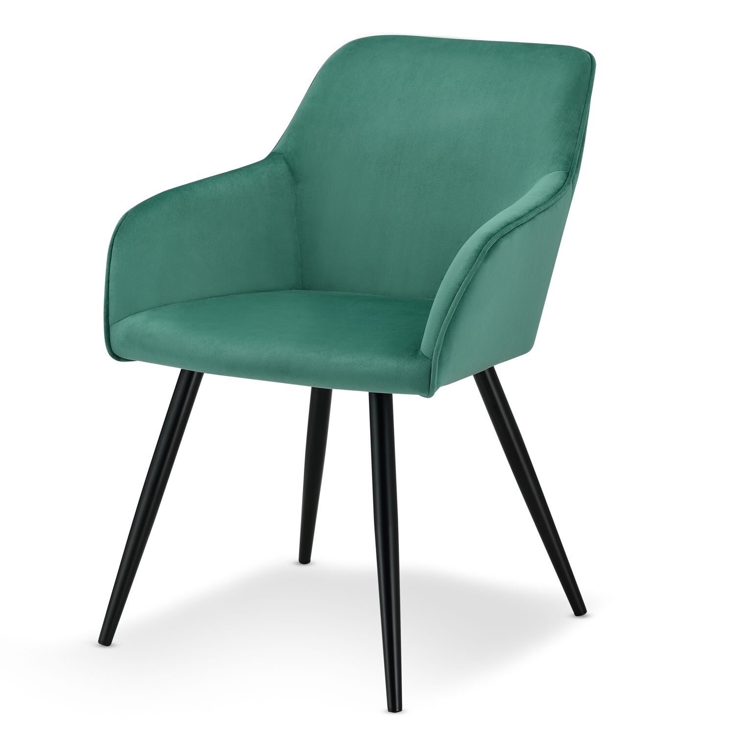 Juskys Esszimmerstuhl Tarje gepolstert mit Armlehnen, kratzfesten Beinen & Samtbezug in Grün | 04260565523628