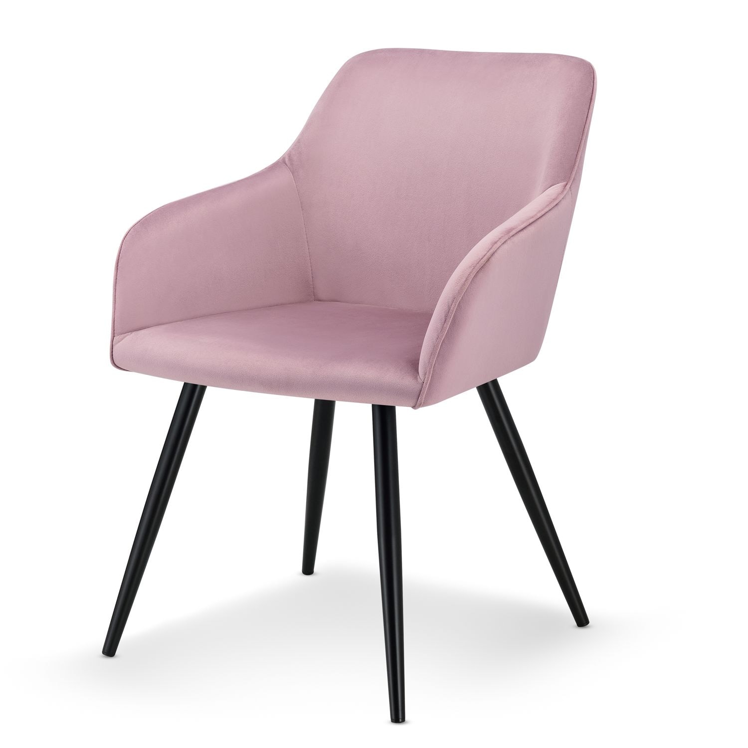 Juskys Esszimmerstuhl Tarje gepolstert mit Armlehnen, kratzfesten Beinen & Samtbezug in Rosa - Bild 1