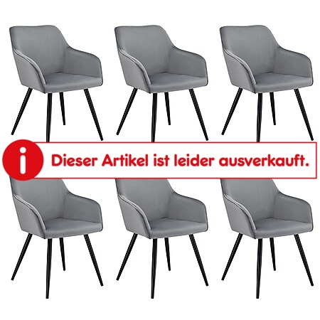 Juskys Esszimmerstuhl Tarje 6er Set - gepolstert mit kratzfesten Beinen & Samtbezug in Grau - Bild 1