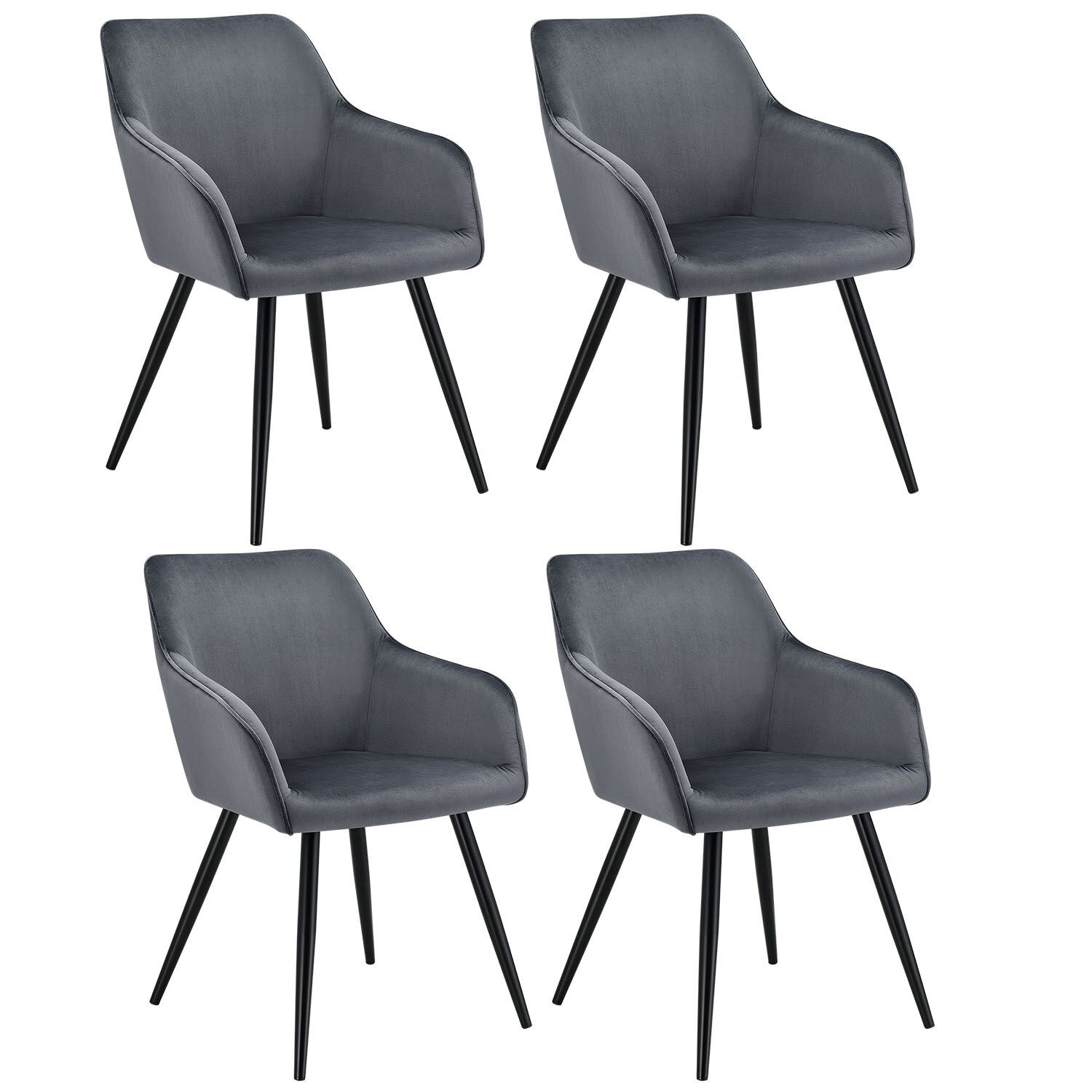 Juskys Esszimmerstuhl Tarje 4er Set - gepolstert mit kratzfesten Beinen & Samtbezug in Anthrazit - Bild 1