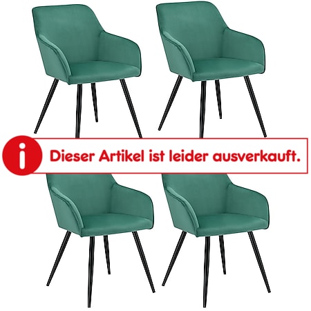 Juskys Esszimmerstuhl Tarje 4er Set - gepolstert mit kratzfesten Beinen & Samtbezug in Grün - Bild 1