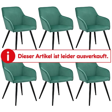 Juskys Esszimmerstuhl Tarje 6er Set - gepolstert mit kratzfesten Beinen & Samtbezug in Grün - Bild 1