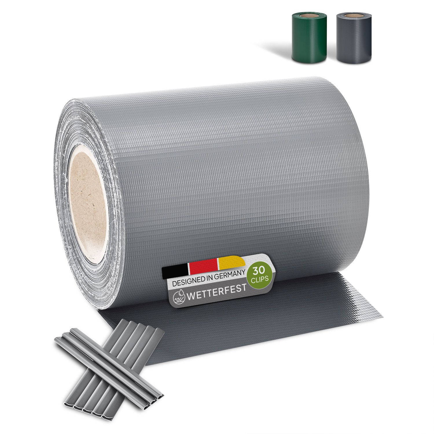 Juskys PVC Sichtschutzstreifen Doppelstabmatten Zaun - 35m x 19 cm hellgrau Zaunfolie Sichtschutz - Bild 1