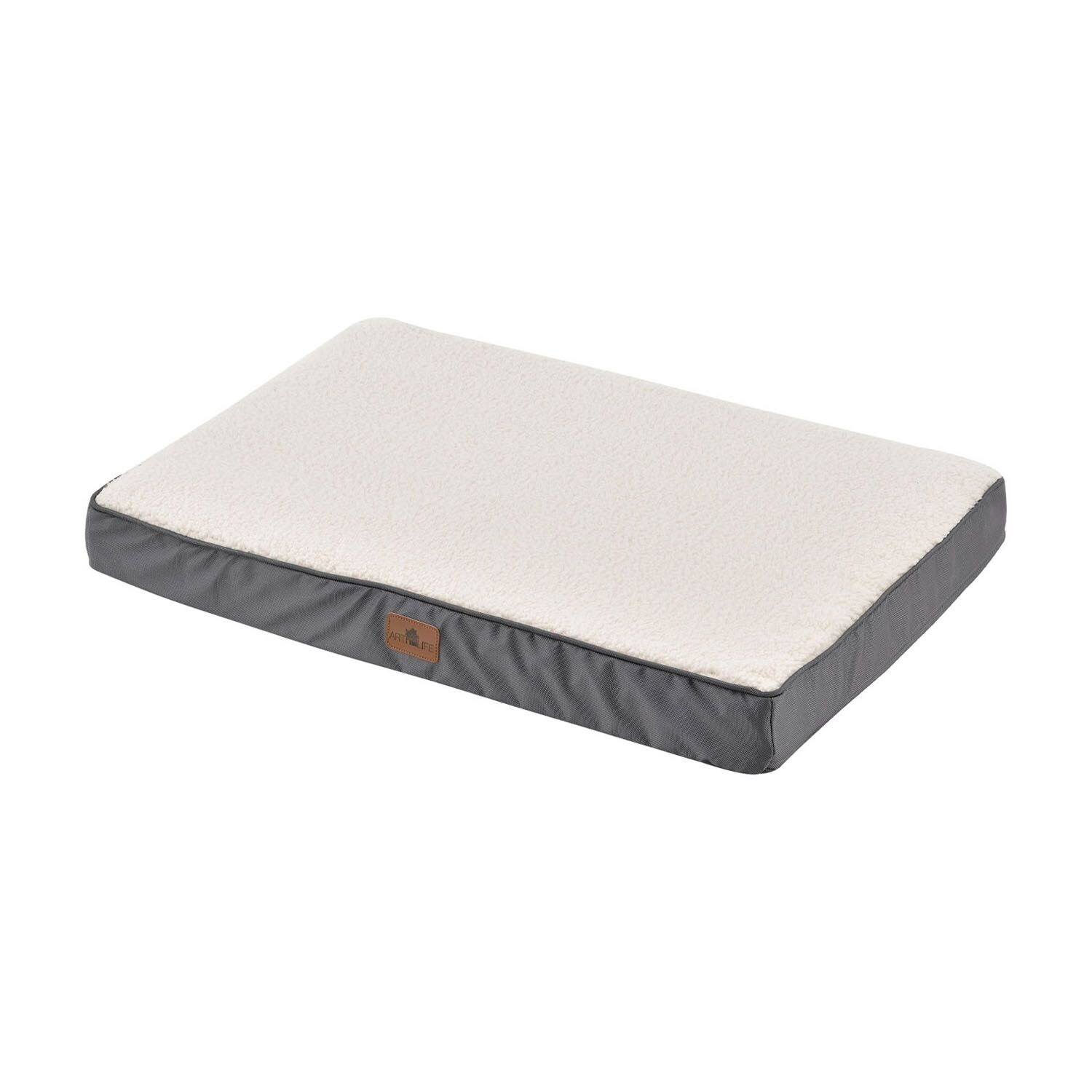 Juskys Hundebett Milow orthopädisch & flauschig – 76x51x8 cm – Bezug abnehmbar & waschbar – beige | 04260565524380