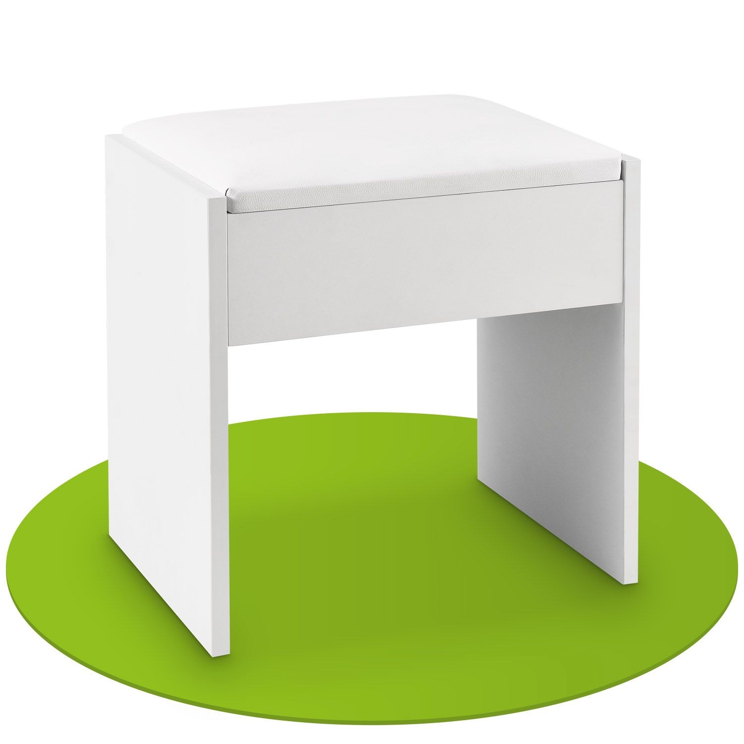 Juskys Schminktisch Hocker Melly aus Holz mit gepolstertem Kissen & Bezug aus Kunstleder in Wei&szlig; - Bild 1