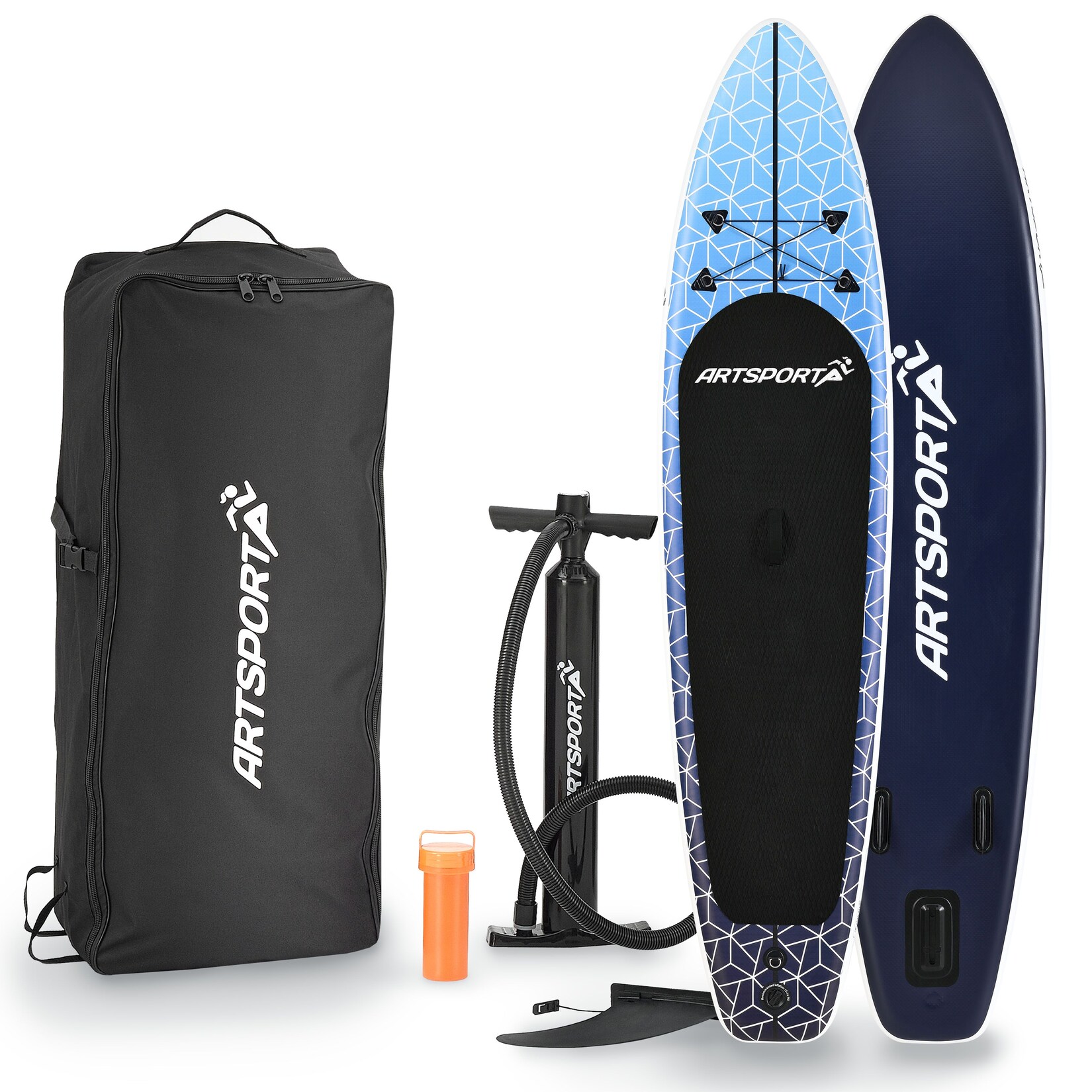 ArtSport Stand Up Paddle Board Deep Ocean - Aufblasbares SUP Board Set bis 150 kg - Blau-Weiß