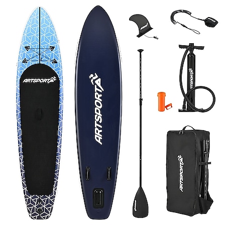 ArtSport Stand Up Paddle Board Deep Ocean – Aufblasbares SUP Board Set bis 150 kg - Blau-Weiß - Bild 1