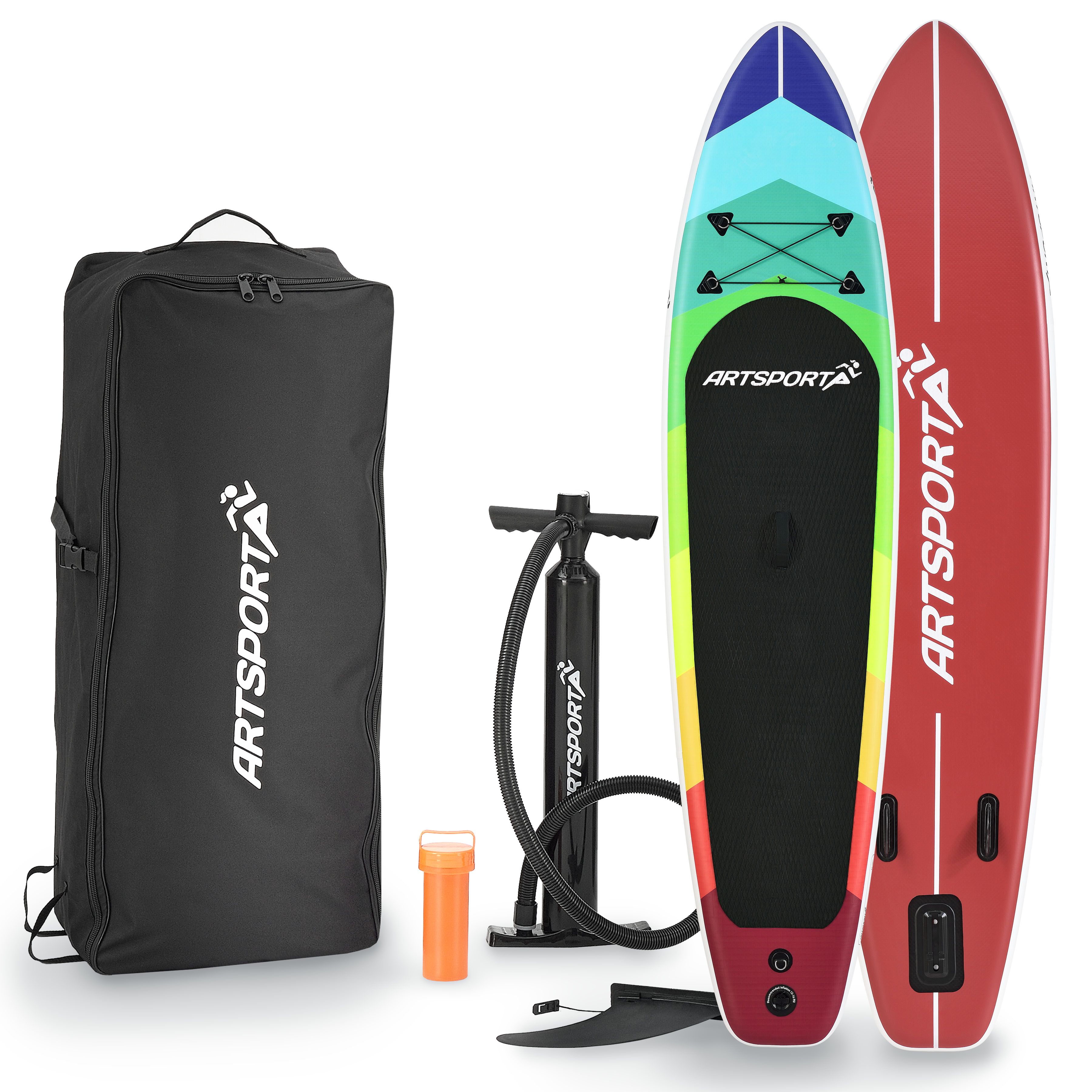 ArtSport Stand Up Paddle Board Retro Love &ndash; Aufblasbares SUP Board Set bis 150 kg - Rot-Bunt - Bild 1