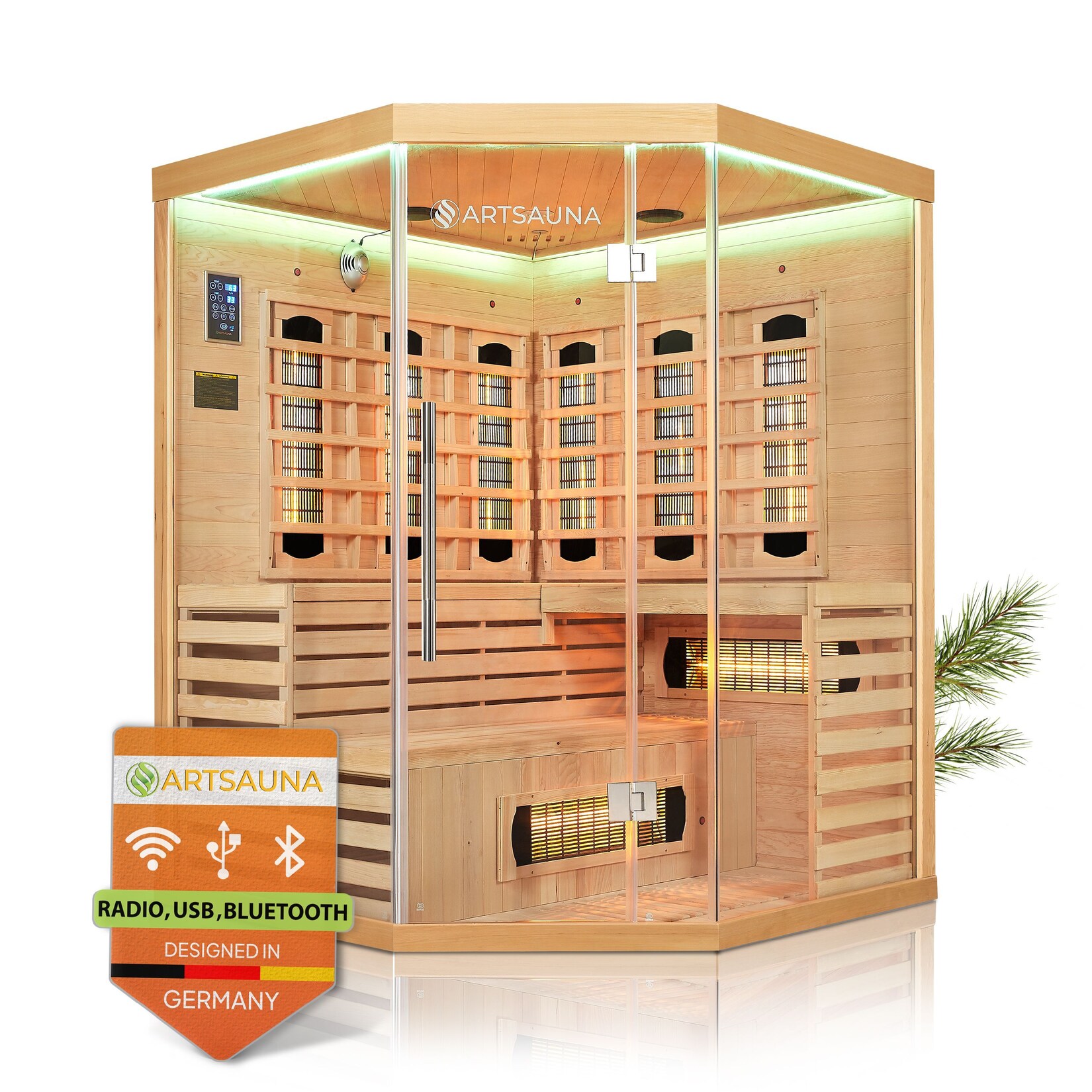 Artsauna Infrarotkabine Kiruna150 Dual Technologie – 8 Vollspektrumstrahler & 1 Flächenstrahler