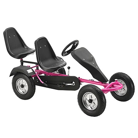 ArtSport 2-Sitz GoKart mit höhenverstellbarem Lenkrad, Schalensitzen, Luftreifen & Stahl-Felgen pink - Bild 1