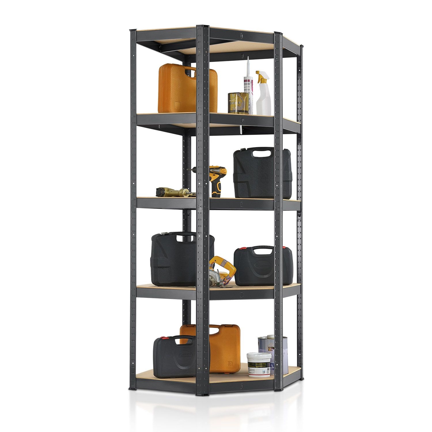 Juskys Lageregal Corner Basic 180 x 70 x 40-70 cm | 875 kg | 5 B&ouml;den | Schwerlastregal Metall Grau - Bild 1