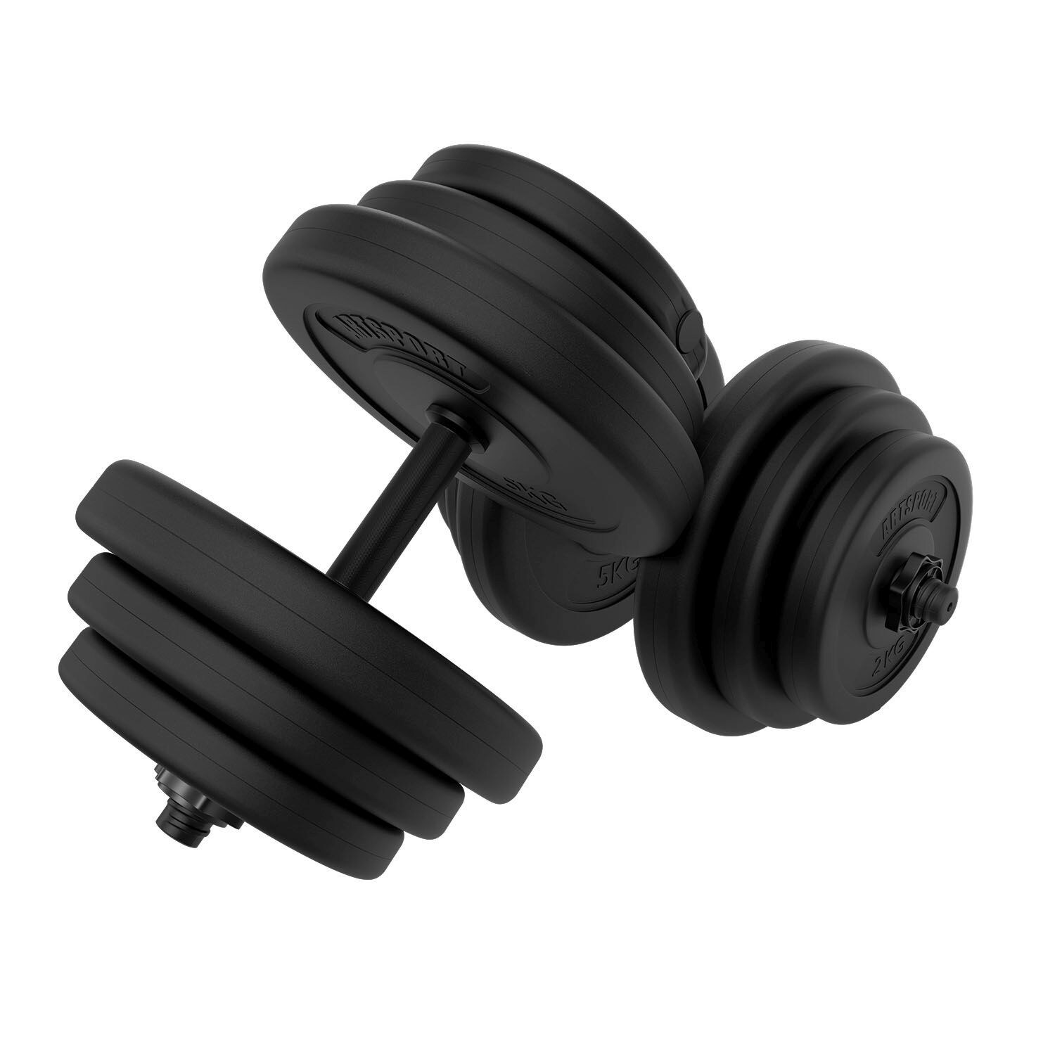 Artsport 2er Hantelset 40kg – Kurzhantel Set mit 2 Kurzhanteln, 12 Gewichte – Rutschfeste Griffe | 04260565525226