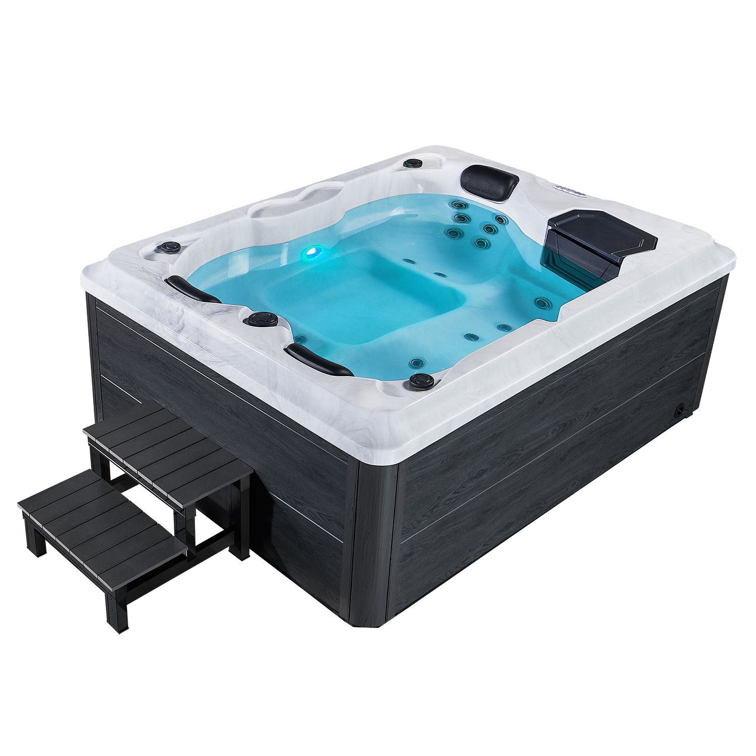 Artsauna Outdoor Whirlpool Oasis mit Treppe - Massaged&uuml;sen, LED Licht, Filter, Abdeckung & Heizung - Bild 1