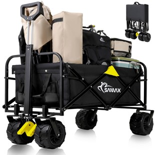 SAMAX Faltbarer Bollerwagen Offroad Camping Edition bis 200 kg - Schwarz / Gelb - Bild 1