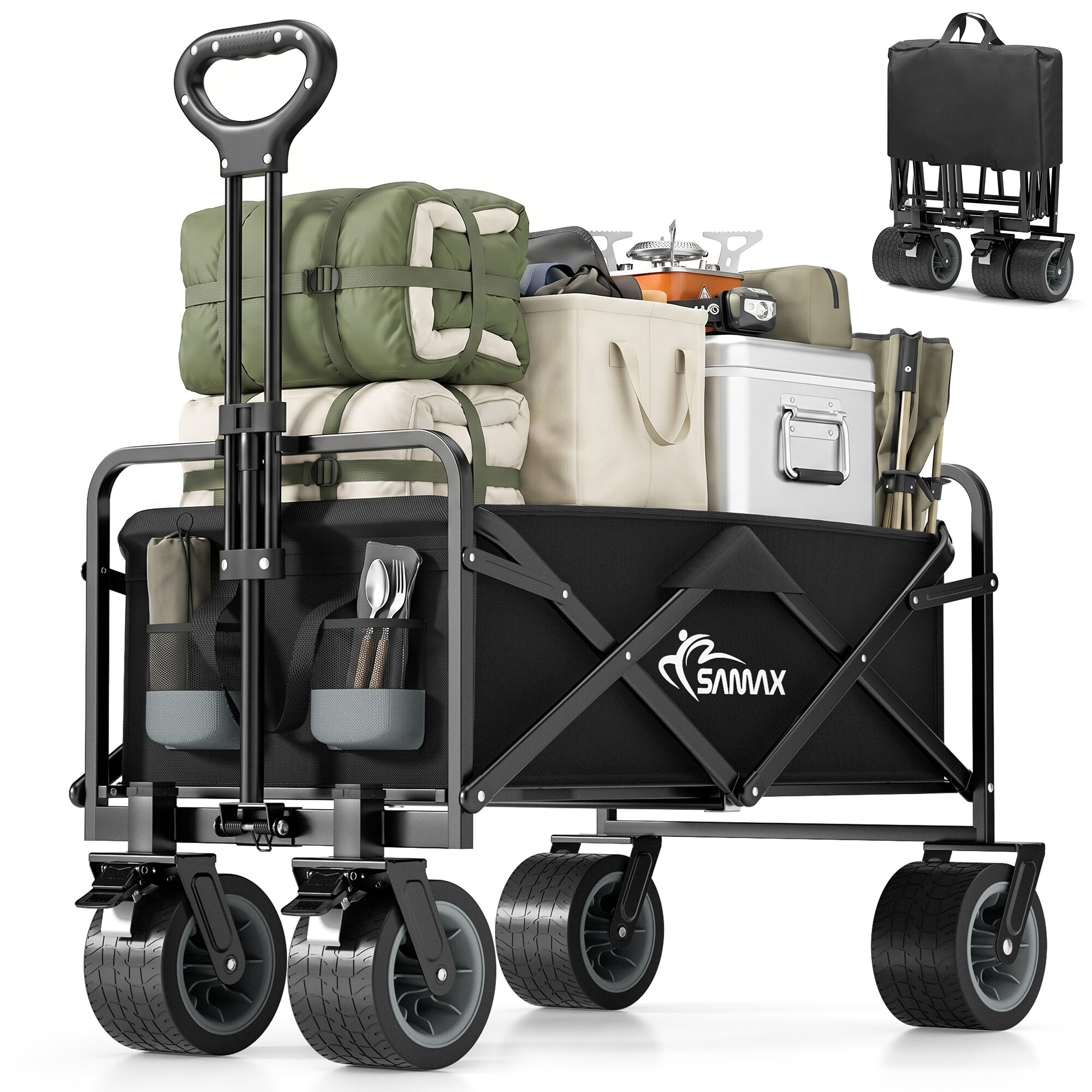 SAMAX Faltbarer Bollerwagen Offroad Camping Edition bis 200 kg - Schwarz / Grau - Bild 1