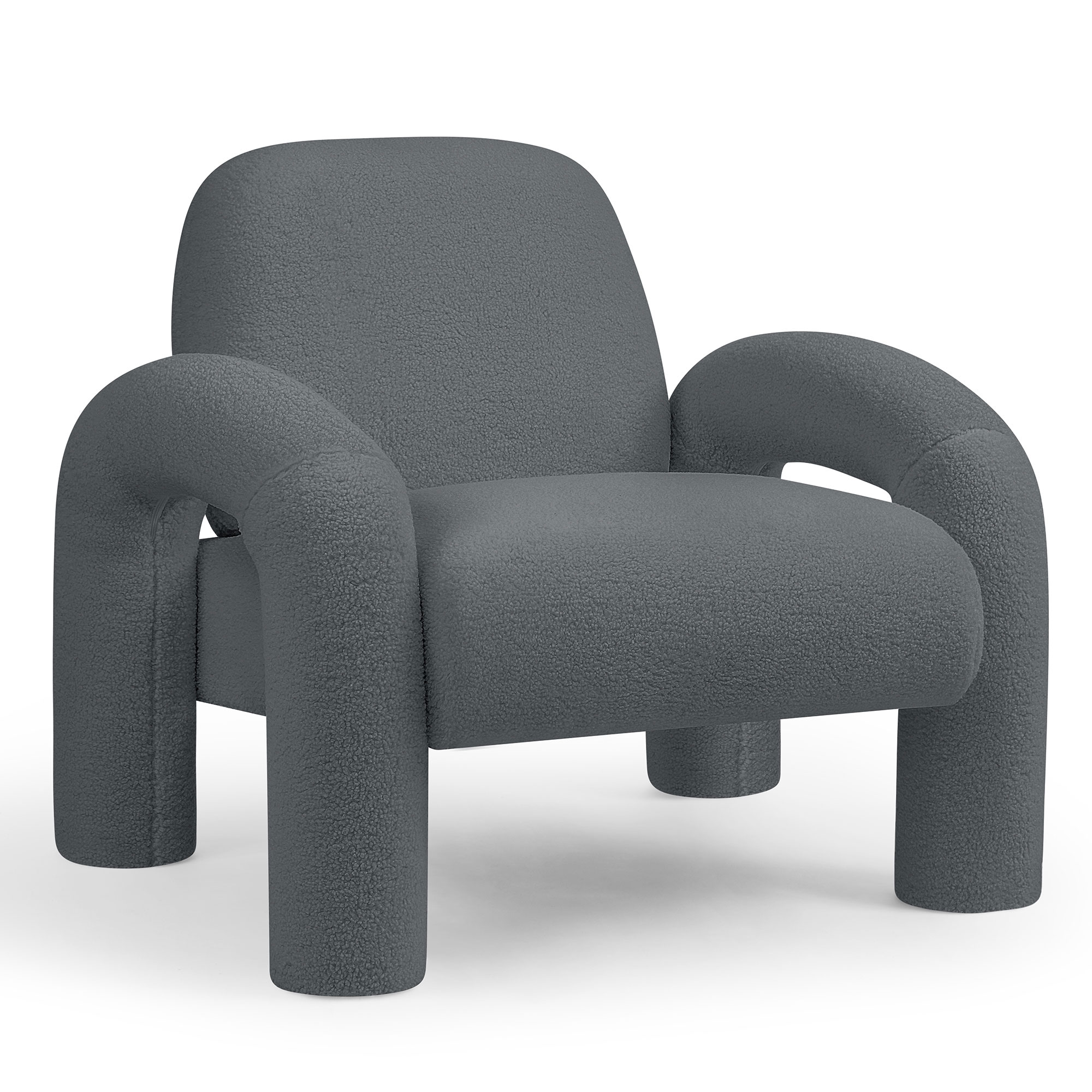 Makika Loungesessel Einzelsofa Lia aus Boucl&eacute; in Grau - Bild 1