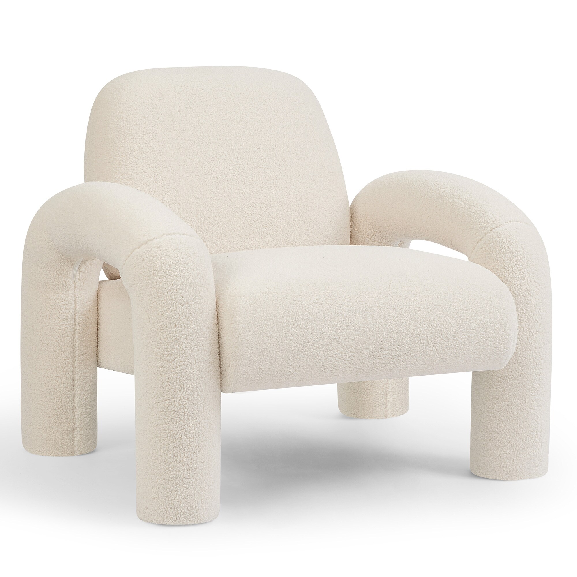 Makika Loungesessel Einzelsofa Lia aus Boucl&eacute; in Wei&szlig; - Bild 1