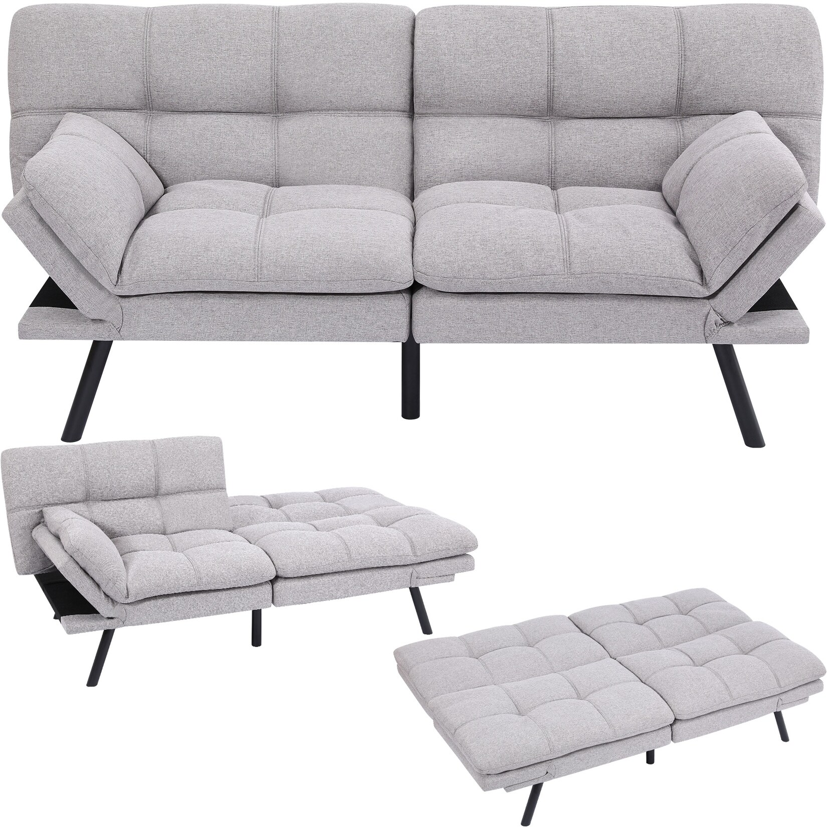 Makika Schlafsofa 3-Sitzer Schlafcouch Paul verstellbar mit Schlaffunktion in Grau | 04260595756003