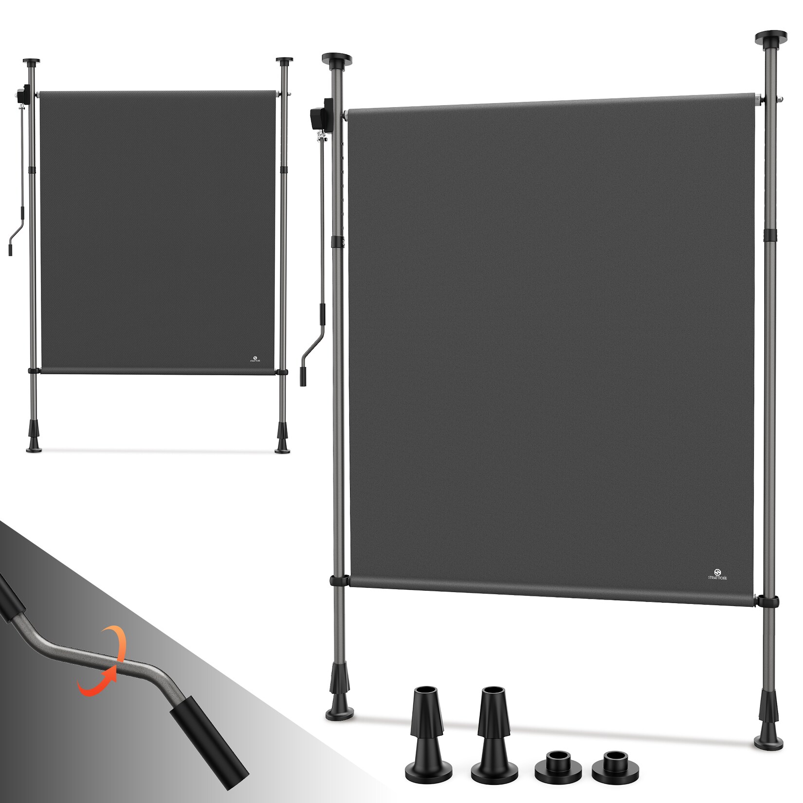 Strattore Ausziehbare Klemmmarkise / Senkrechtmarkise höhenverstellbar 120 x 310 cm - Anthrazit