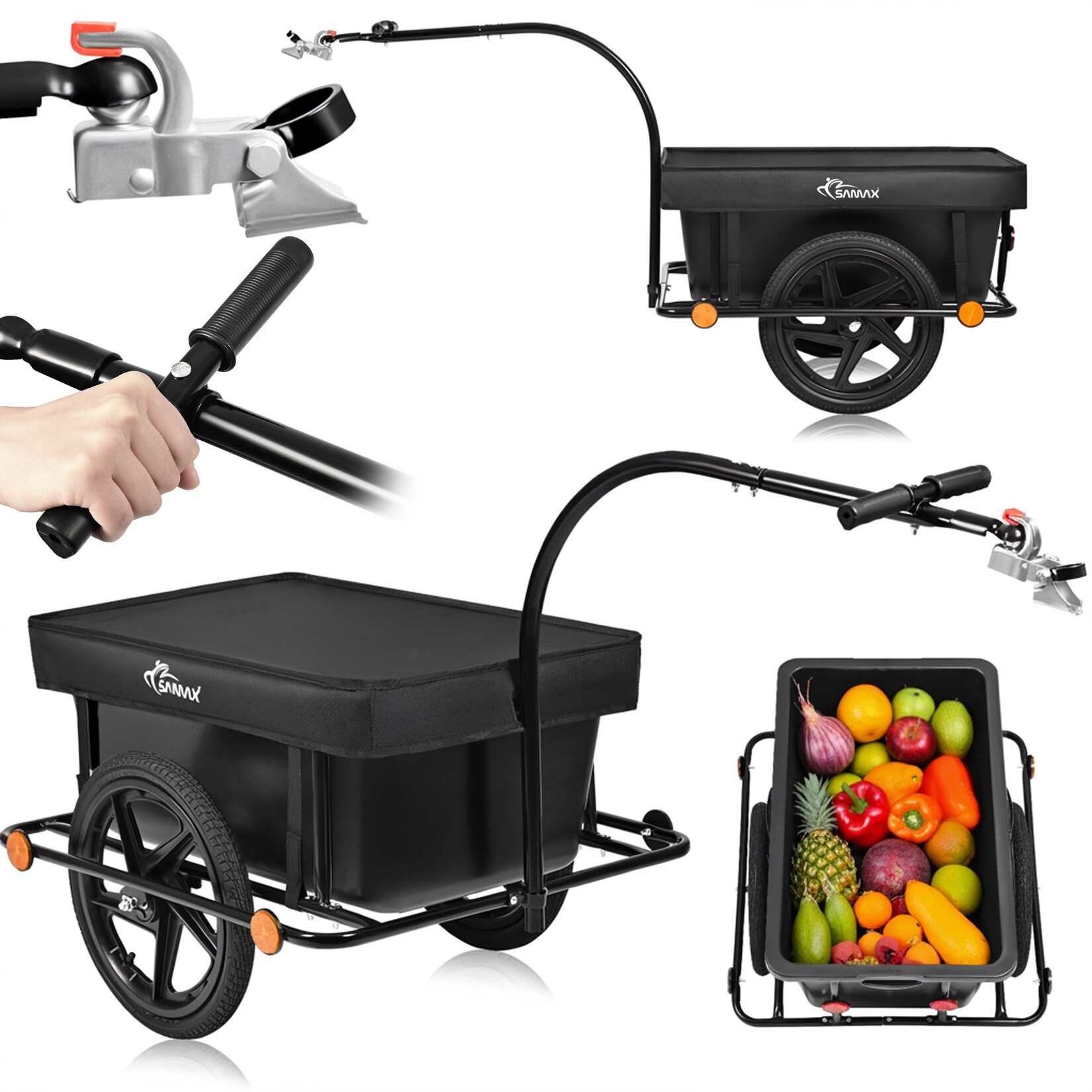 SAMAX Lastenanhänger / Fahrradanhänger 90 Liter / 80 Kg mit Kupplung - Mountain