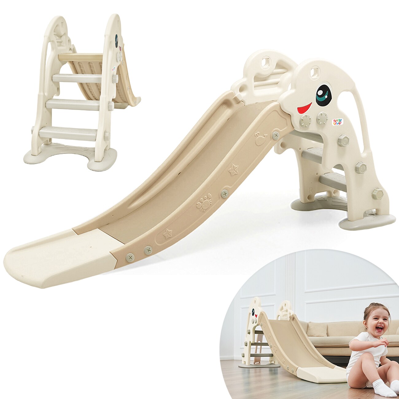 Baby Vivo Kinderrutsche / Rutsche – Delfin in Kaffee / Braun | 04260595756171
