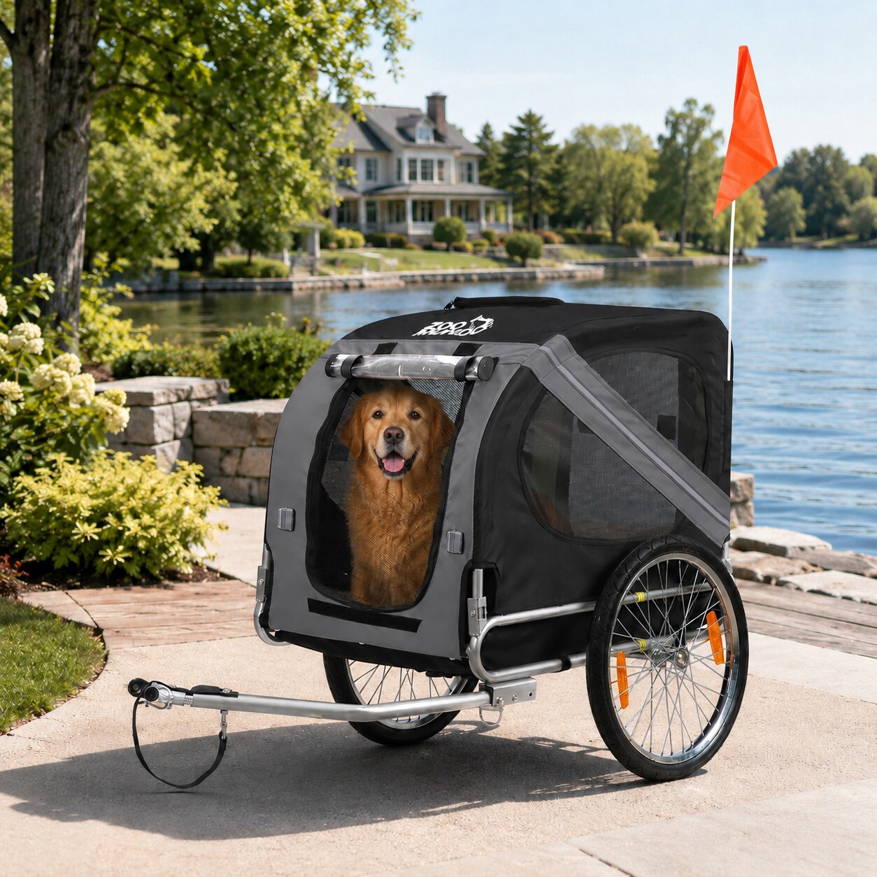 zoomundo Hundeanhänger Fahrradanhänger für Hunde - in Dunkelgrau/Schwarz - Silver Frame