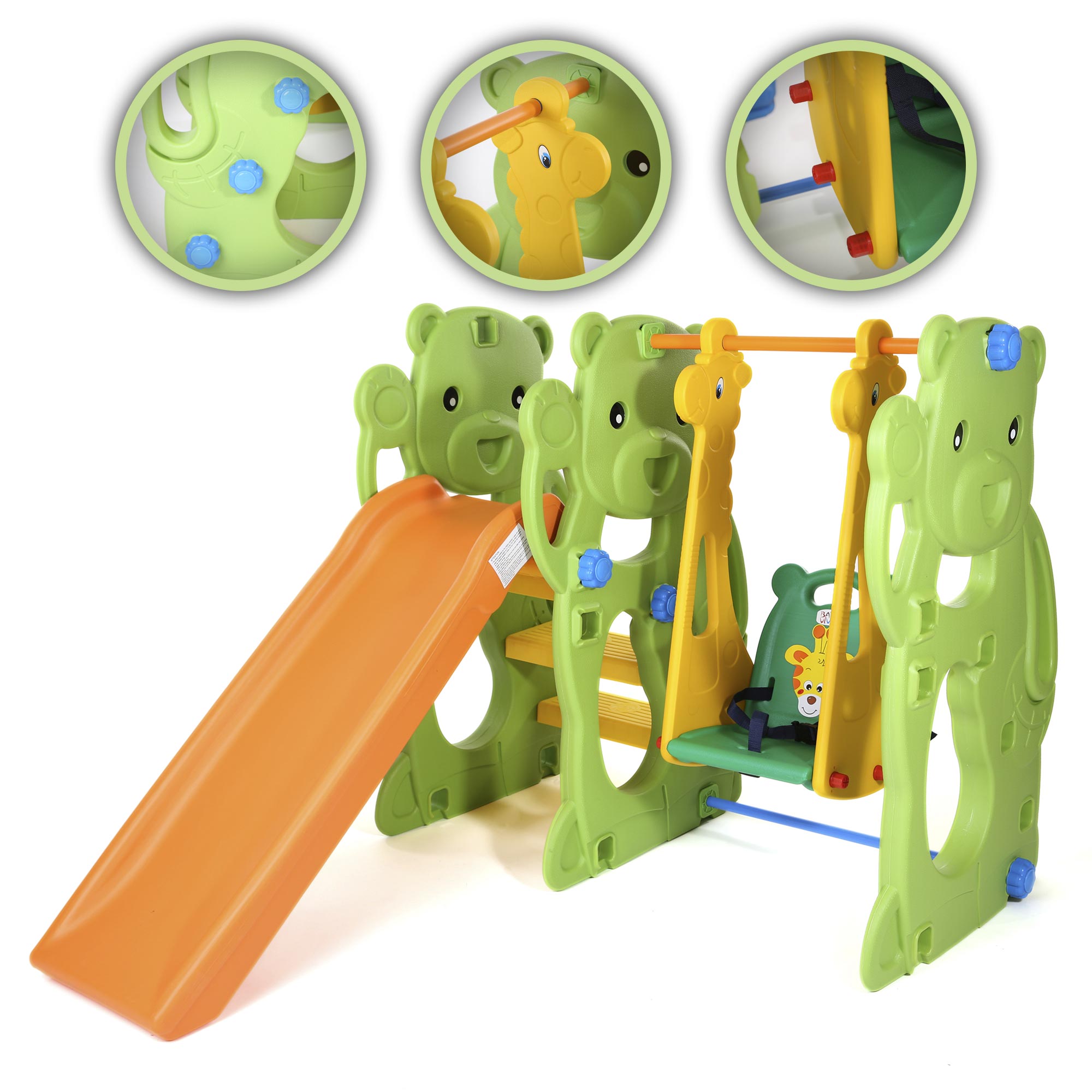 Baby Vivo Spielplatzschaukel / Spielger&uuml;st mit Rutsche f&uuml;r Indoor Outdoor - Jungle - Bild 1