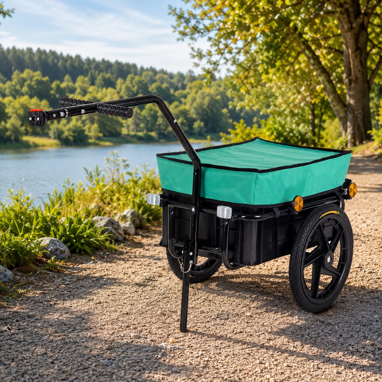 SAMAX Lastenanhänger / Fahrradanhänger für 60 Kg / 70 Liter mit Kupplung in Grün