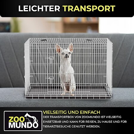zoomundo Hundekäfig Transportkäfig Transportbox Tierkäfig Drahtkäfig faltbarer Käfig aus Metall mit herausnehmbarer Kunststoffwanne Größen L XXL 