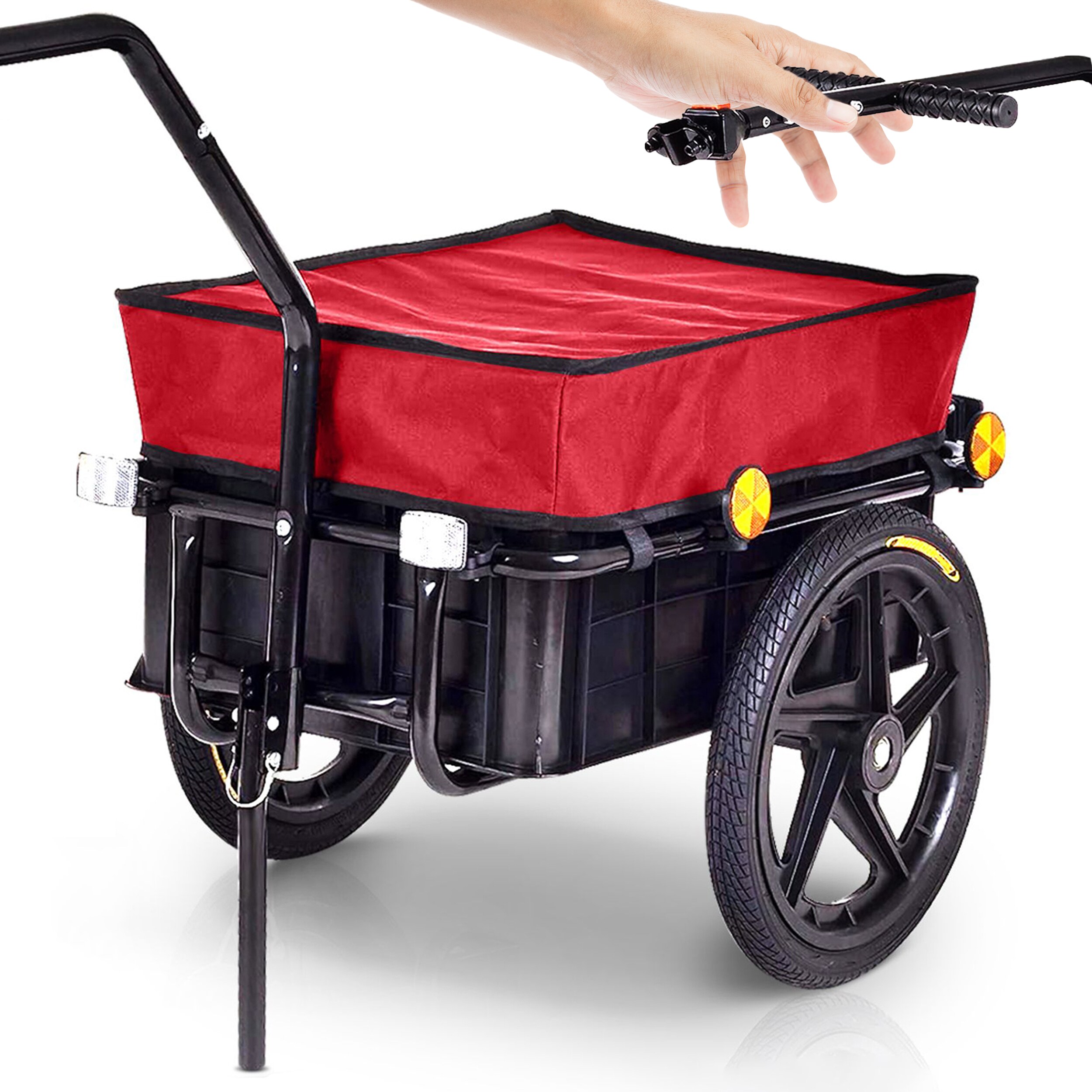 SAMAX Lastenanh&auml;nger / Fahrradanh&auml;nger f&uuml;r 60 Kg / 70 Liter mit Kupplung in Rot - Bild 1