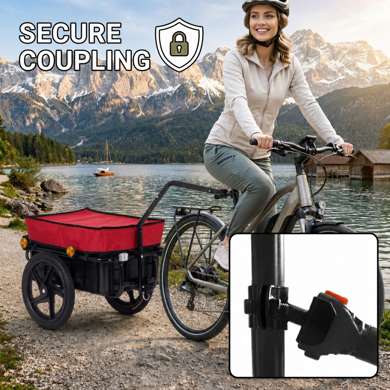 SAMAX Lastenanhnger / Fahrradanhnger fr 60 Kg / 70 Liter mit Kupplung in  Rot online kaufen bei Netto