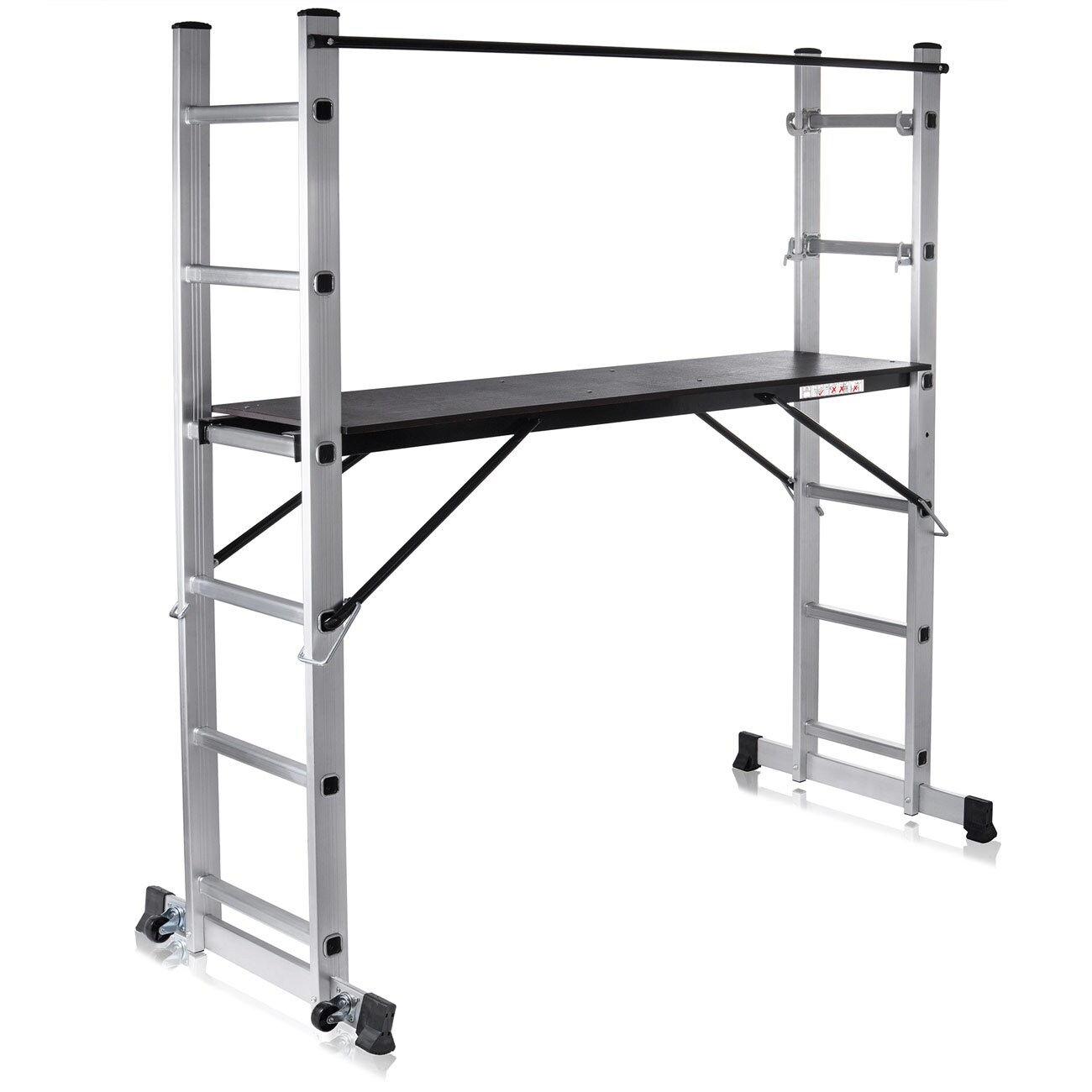 MAXCRAFT Mobile Aluminium Arbeitsbühne / Multifunktionsgerüst mit Rollen | 04260196248389