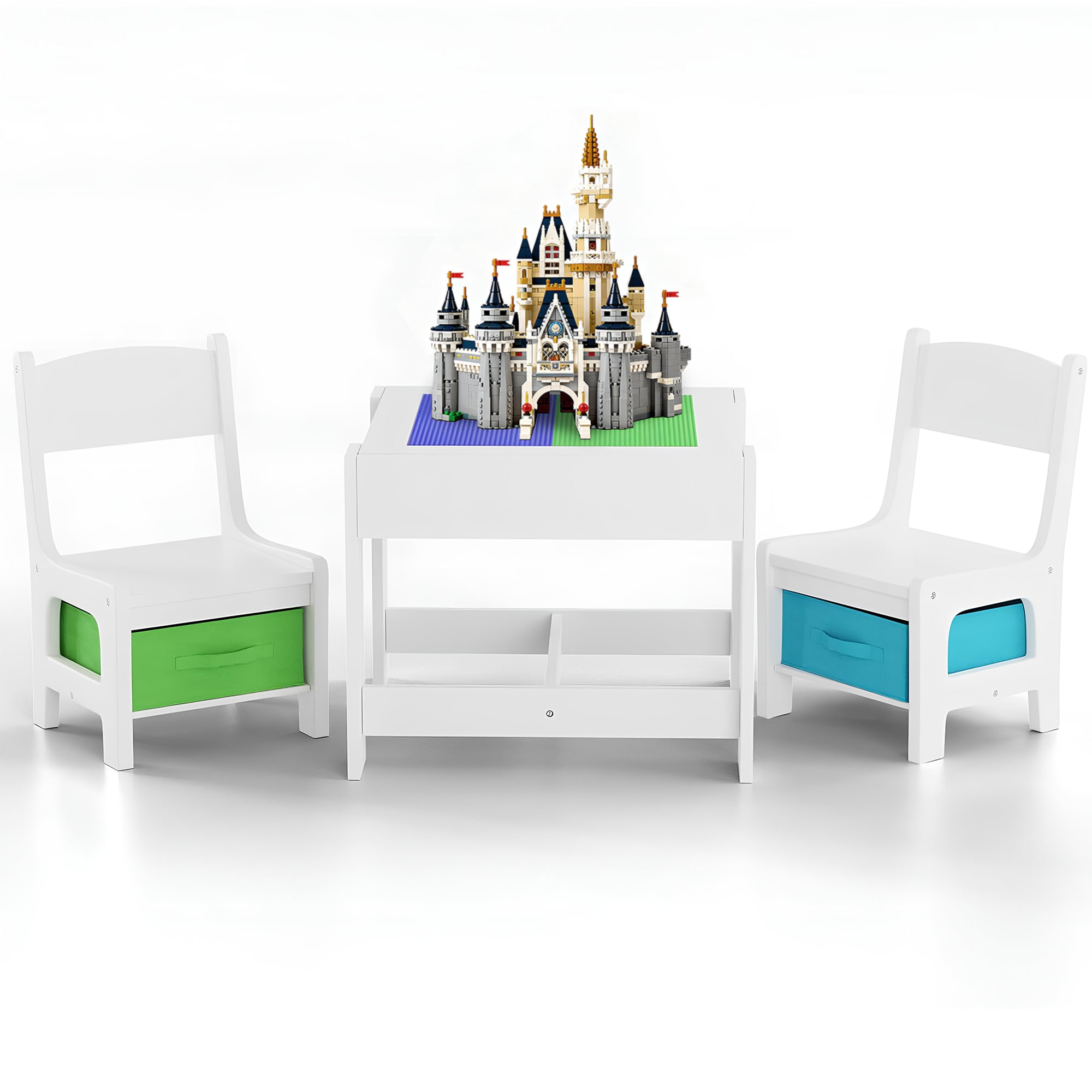 Baby Vivo Kindersitzgruppe mit multifunktionalem Tisch und 2 St&uuml;hlen aus Holz - Moritz - Bild 1