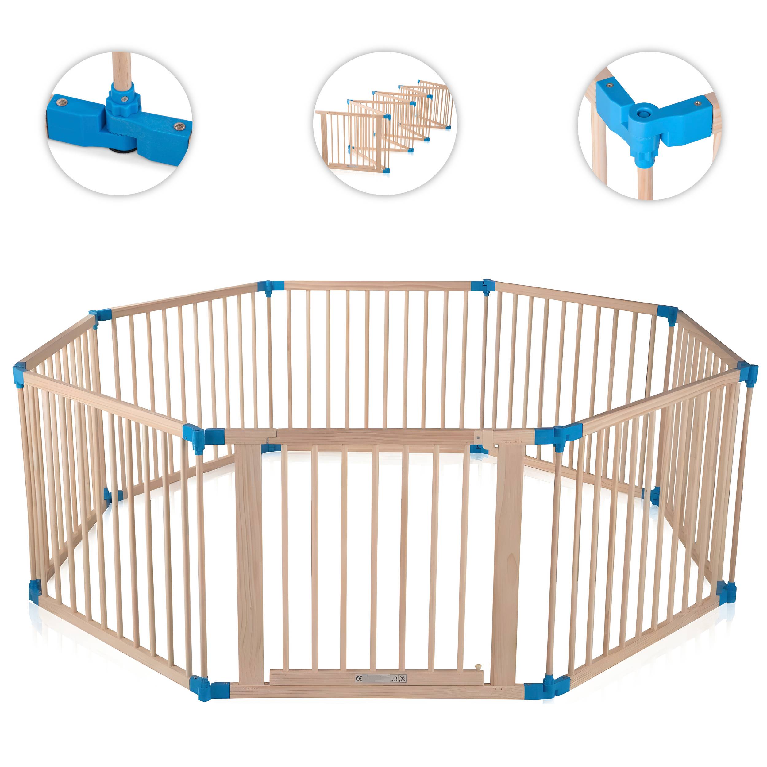 Baby Vivo Laufgitter aus Holz 8 Elemente - individuell verstellbar - PREMIUM - Bild 1