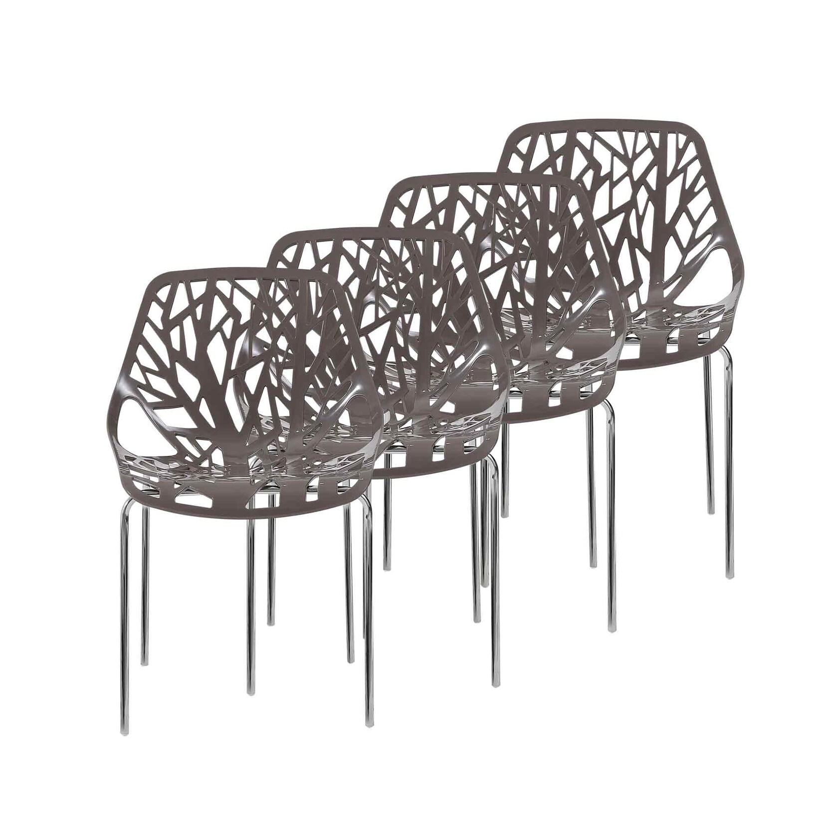 Makika Retro Stuhl Design-Stuhl – CALUNA 4er Set in Grau | 04260595750582