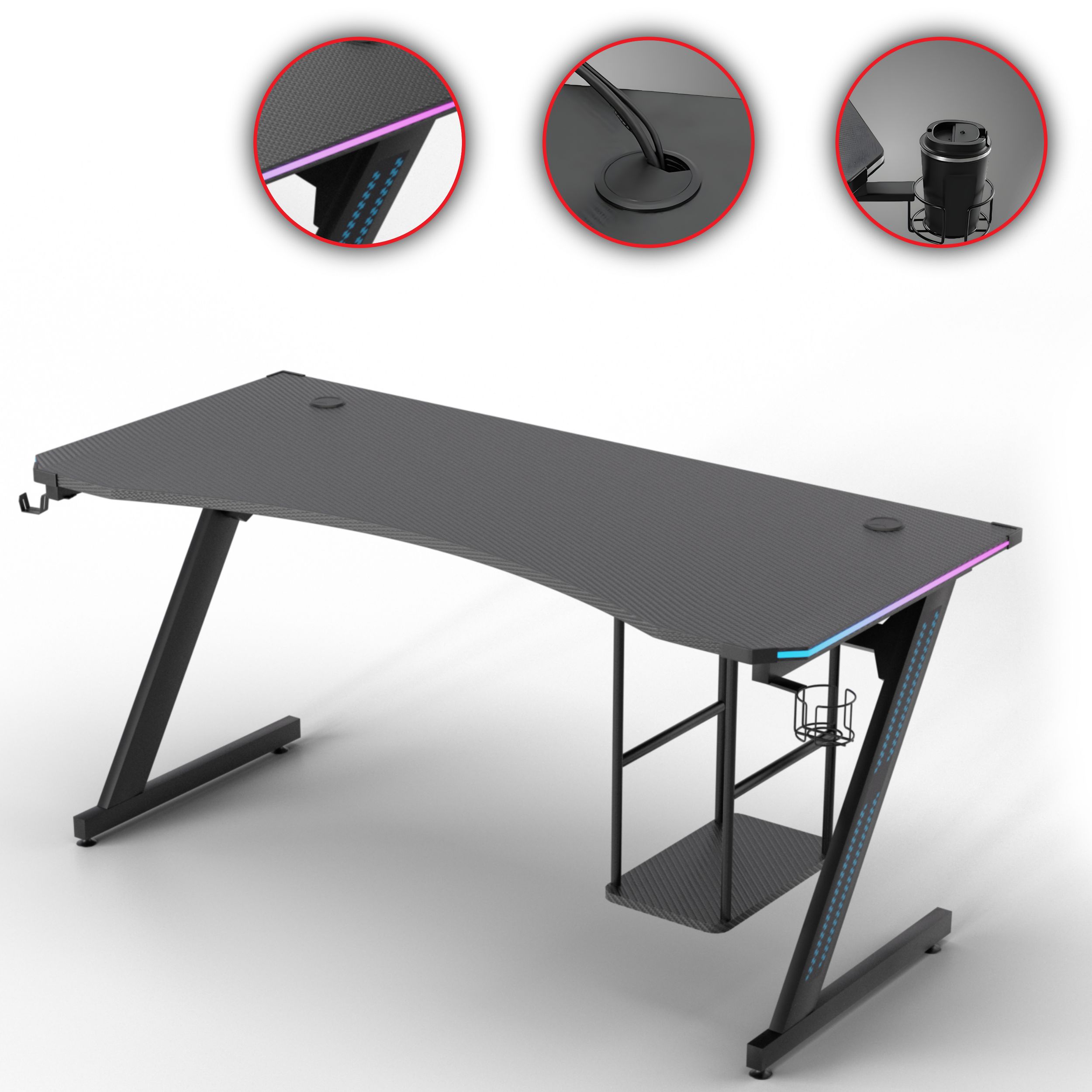 MY SIT Gaming Tisch Gizmo mit LED Beleuchtung - Bild 1