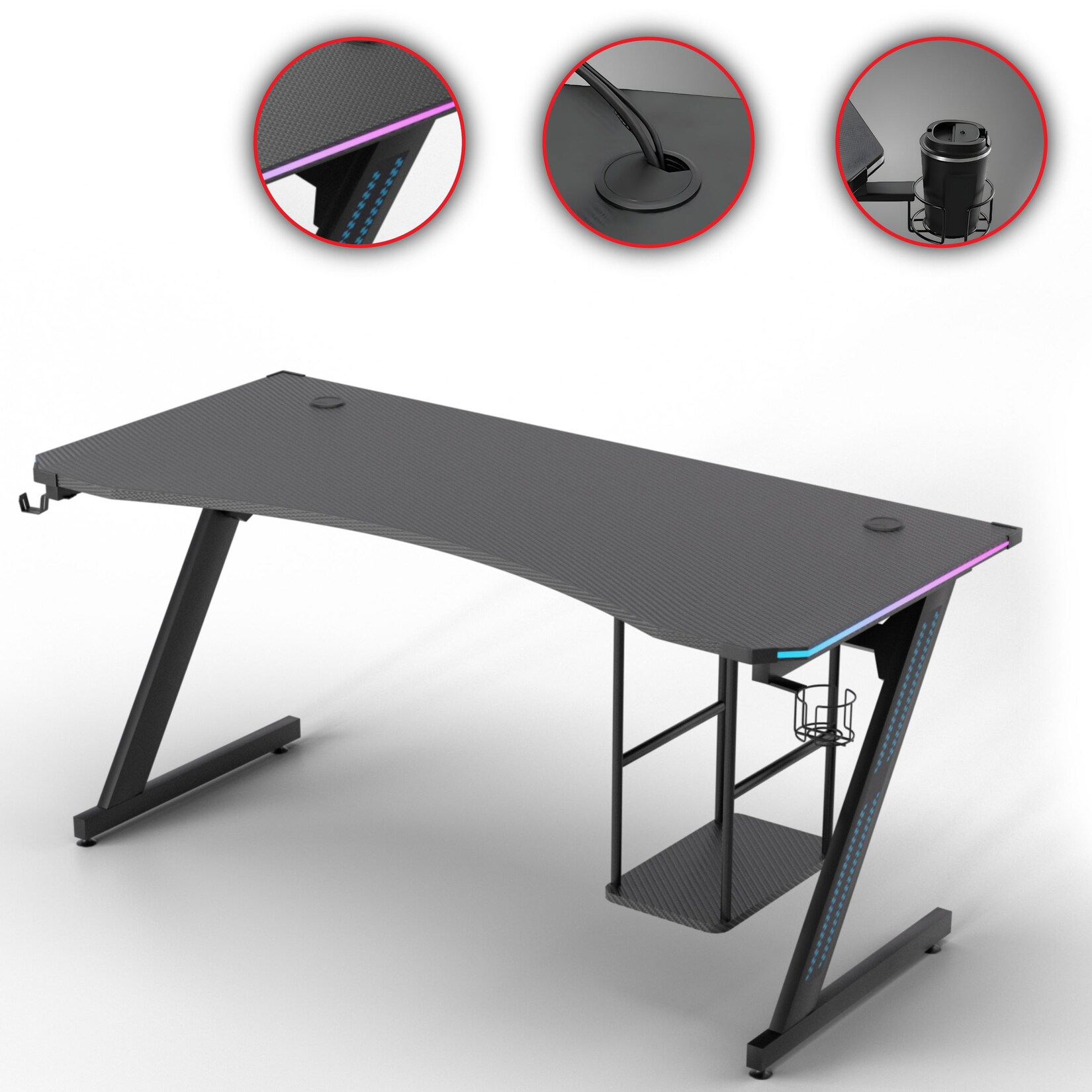 MY SIT Gaming Tisch Gizmo mit LED Beleuchtung | 04260595752326