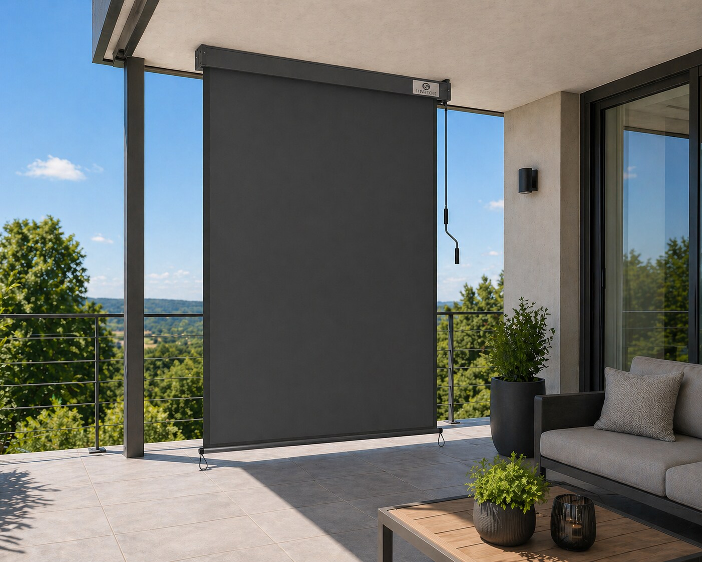 Ausziehbare Senkrechtmarkise / Vertikalmarkise 120 x 250 cm - Anthrazit