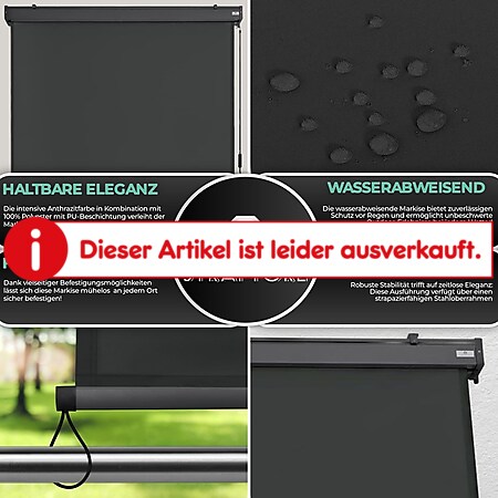 Strattore Ausziehbare Senkrechtmarkise / Vertikalmarkise 140 x 250 cm -  Anthrazit online kaufen bei Netto