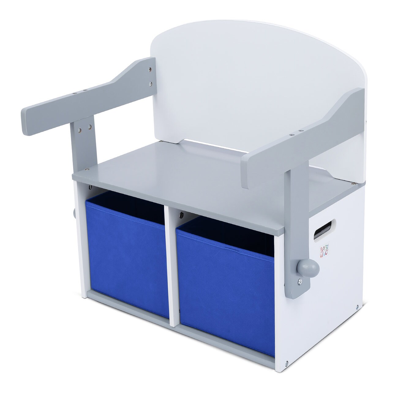 Baby Vivo Multifunktionale 3in1 Tisch- und Sitzbank aus Holz f&uuml;r Kinder mit Spielzeugkisten - Felix in Dunkelblau - Bild 1