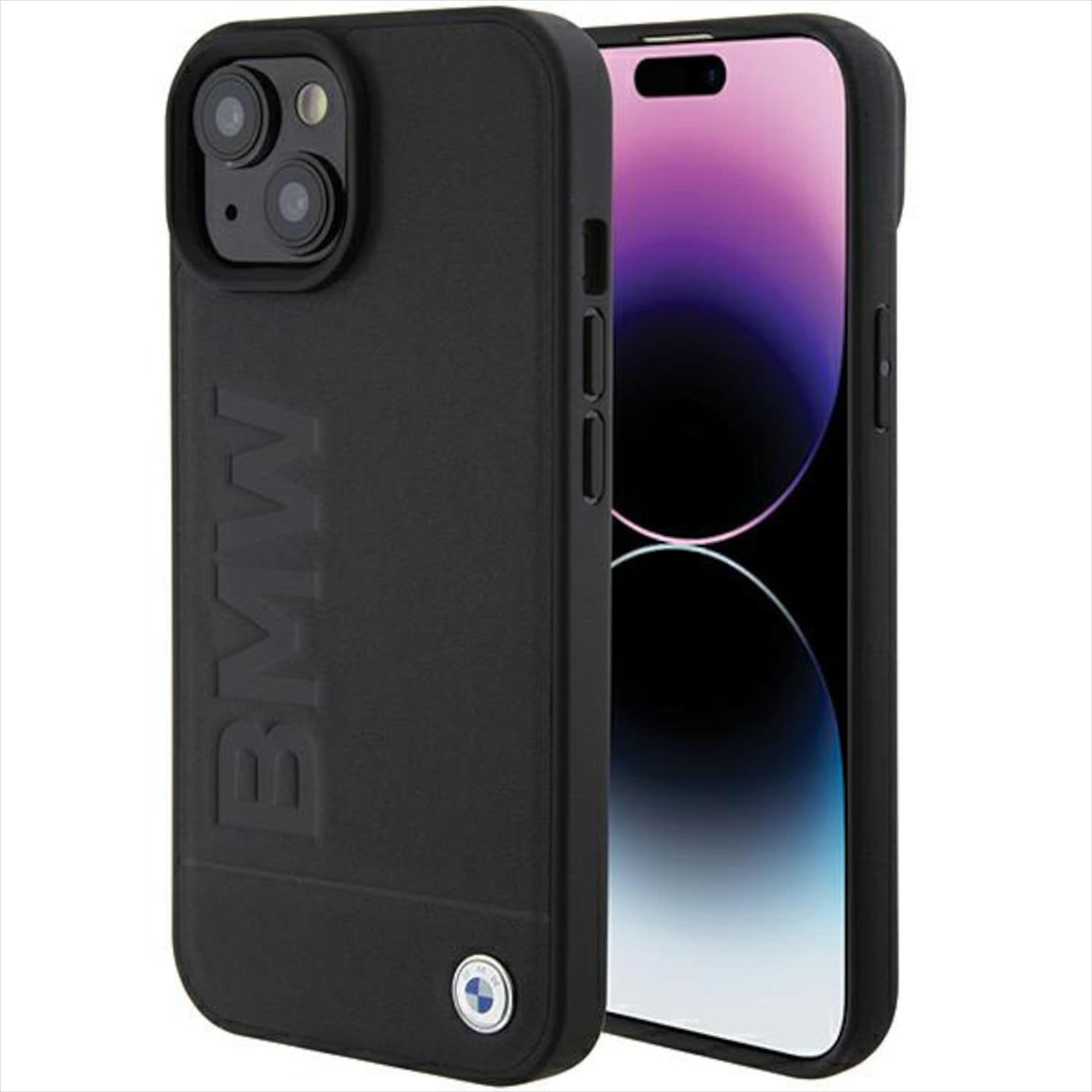 BMW Apple iPhone 15 Schutzh&uuml;lle Case Cover Leather Hot Stamp Schwarz - Bild 1