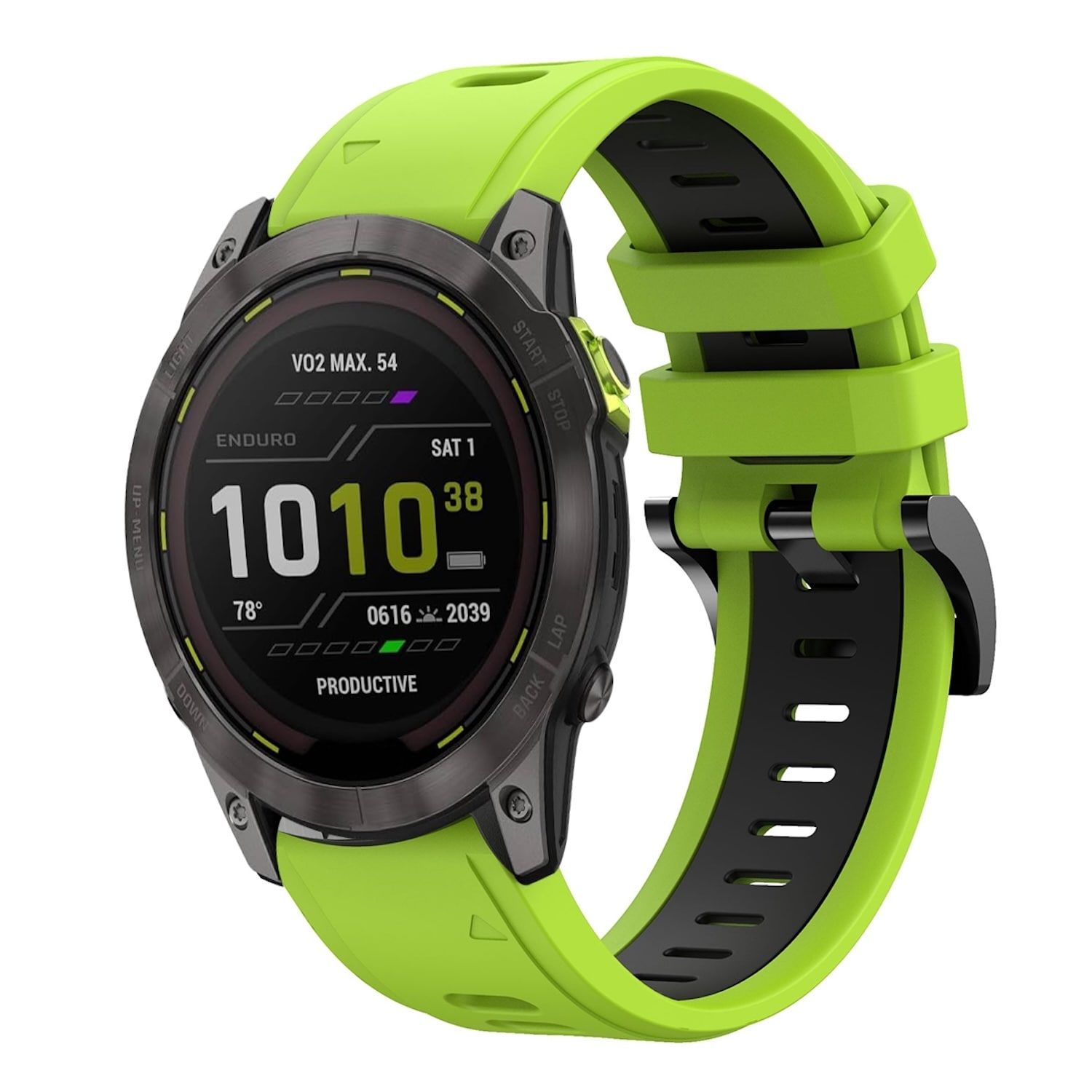 F&uuml;r Garmin Enduro 3 Zweifarbiges Silikon Armband Hellgr&uuml;n / Schwarz - Bild 1