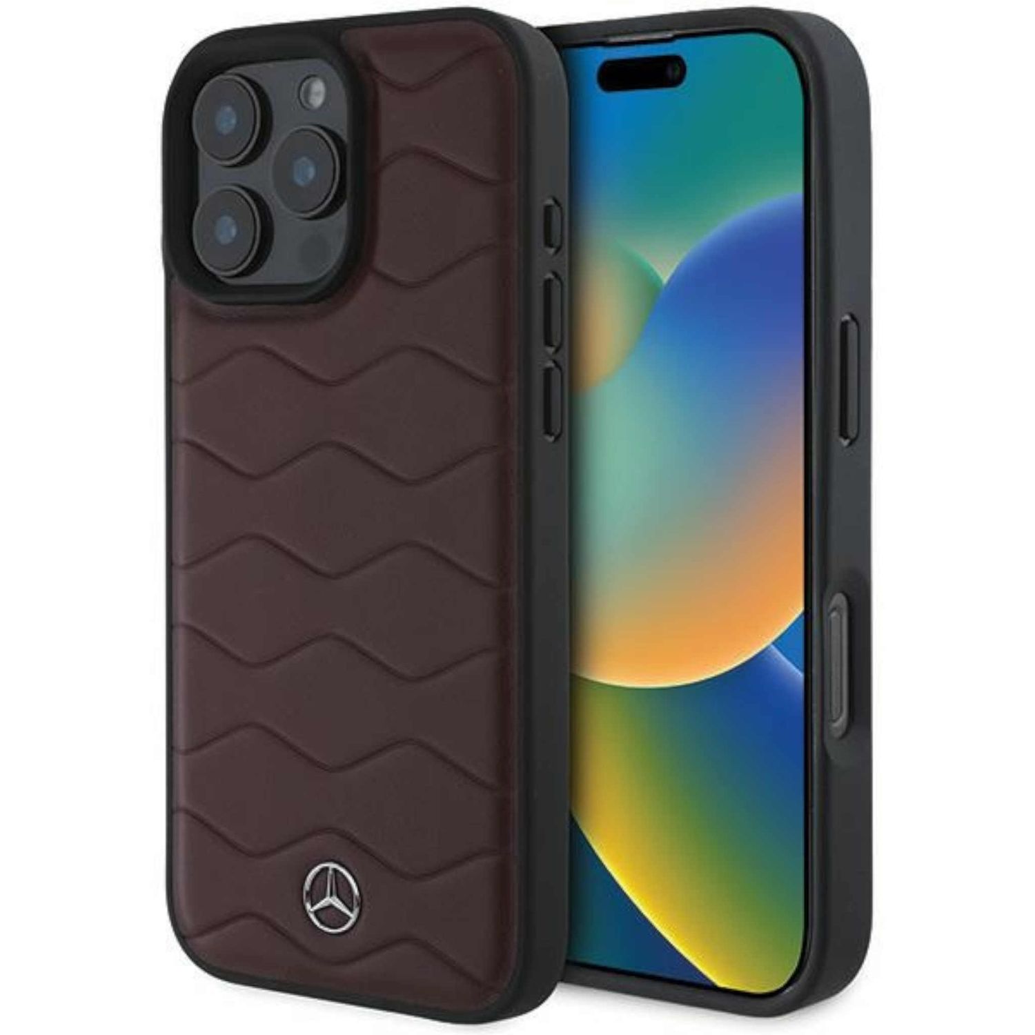 Mercedes Apple iPhone 16 Pro Max Hardcase Schutzh&uuml;lle Waves Leather - Bild 1