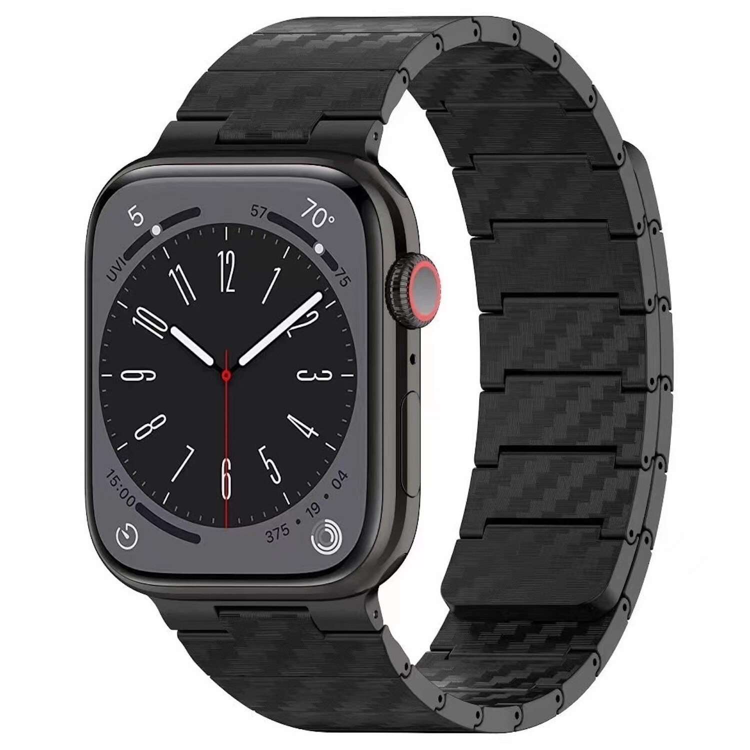 F&uuml;r Apple Watch SE 2023 44mm Carbonfaser Magnetisches Armband Schwarz - Bild 1