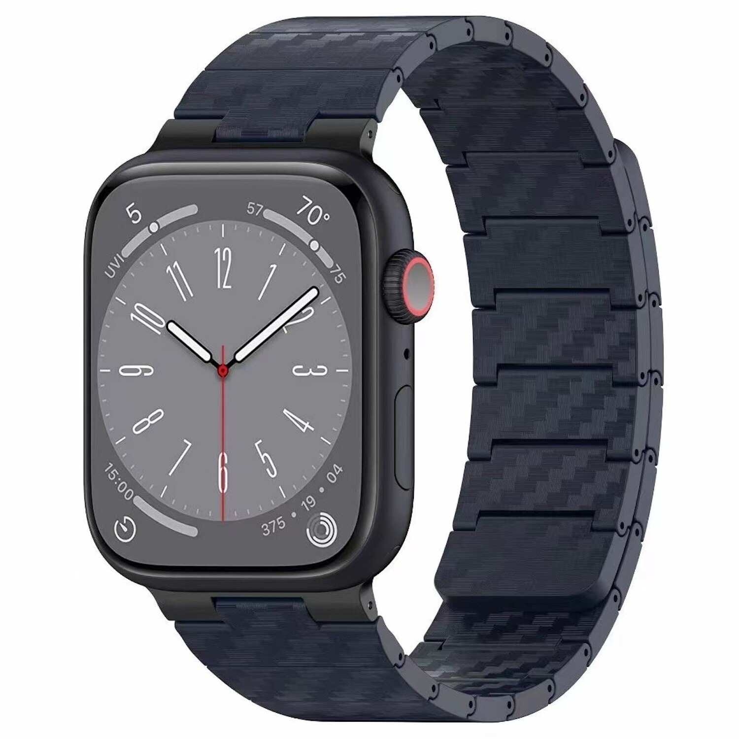 F&uuml;r Apple Watch SE 2023 44mm Carbonfaser Magnetisches Armband Blau - Bild 1