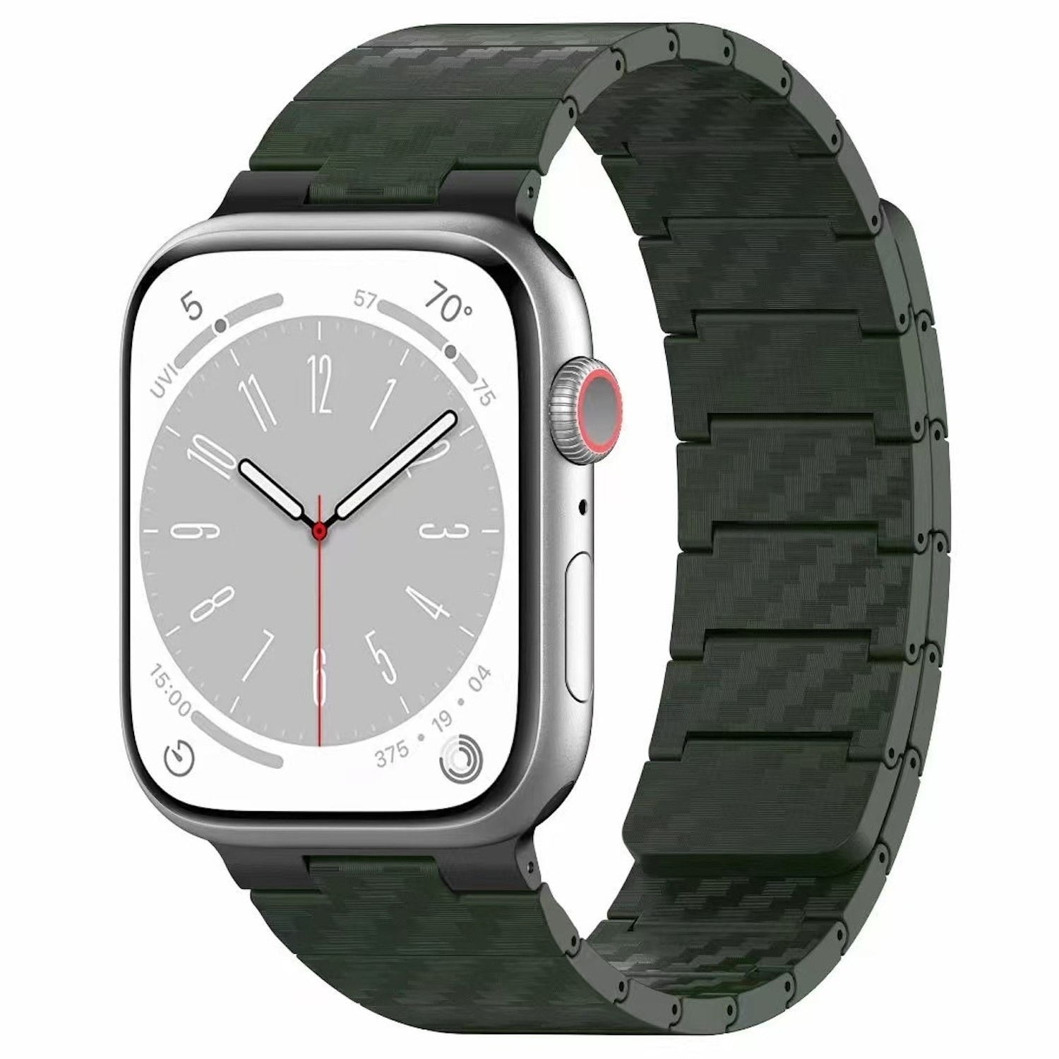 F&uuml;r Apple Watch SE 2023 40mm Carbonfaser Magnetisches Armband Gr&uuml;n - Bild 1
