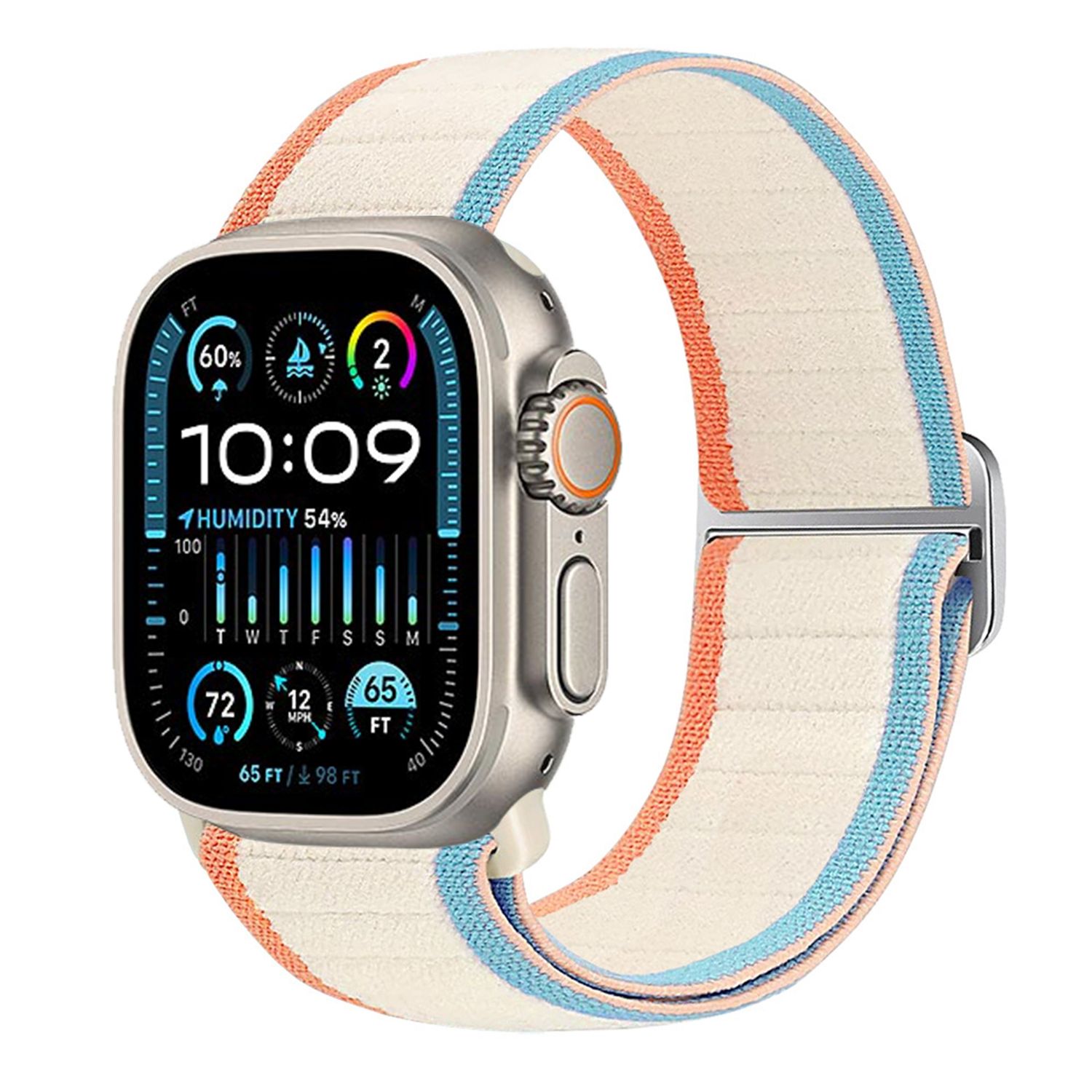F&uuml;r Apple Watch Ultra 2 / 1 49mm Nylon Elastisches Smart Armband Wei&szlig; - Bild 1