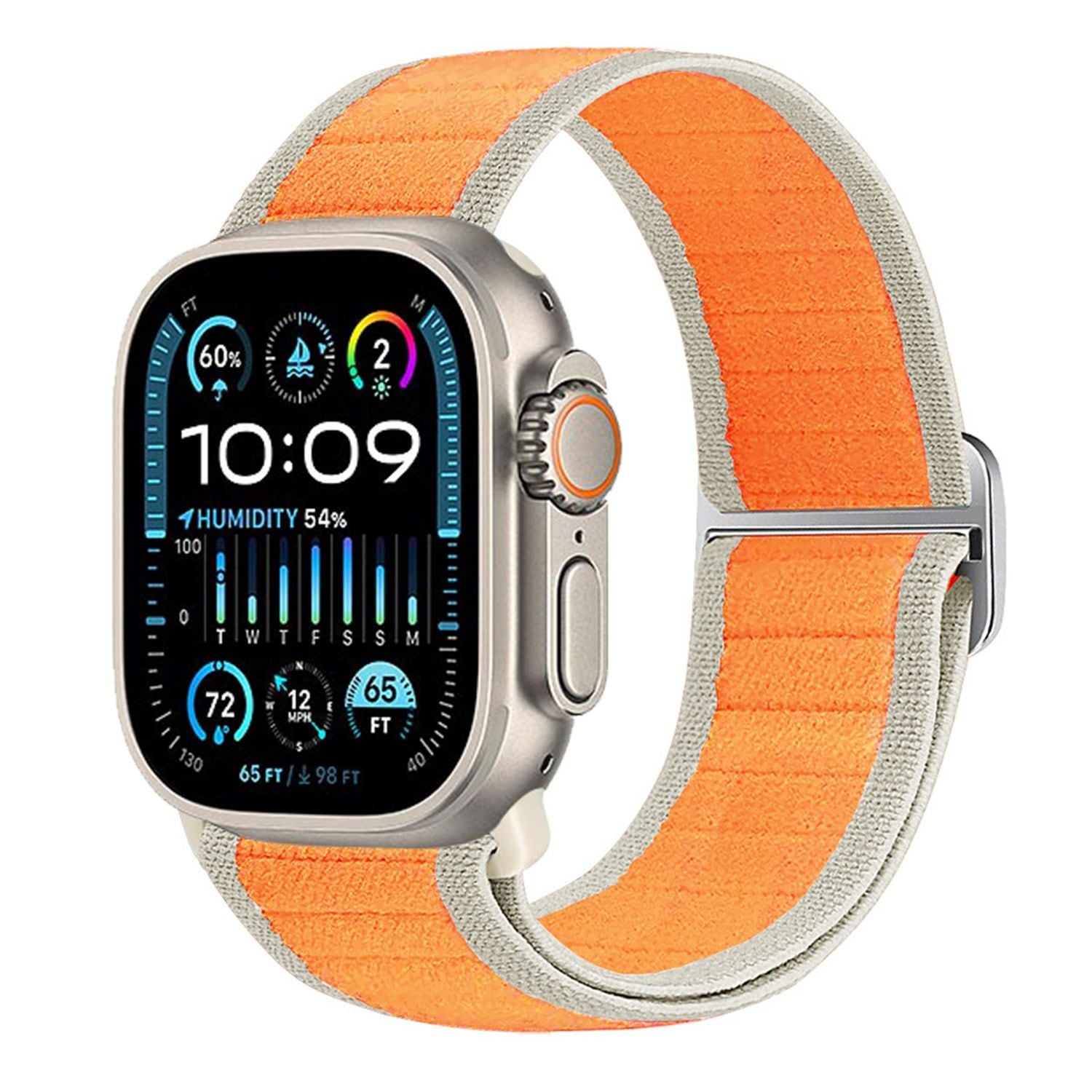 F&uuml;r Apple Watch Ultra 2 / 1 49mm Nylon Elastisches Armband Orange - Bild 1