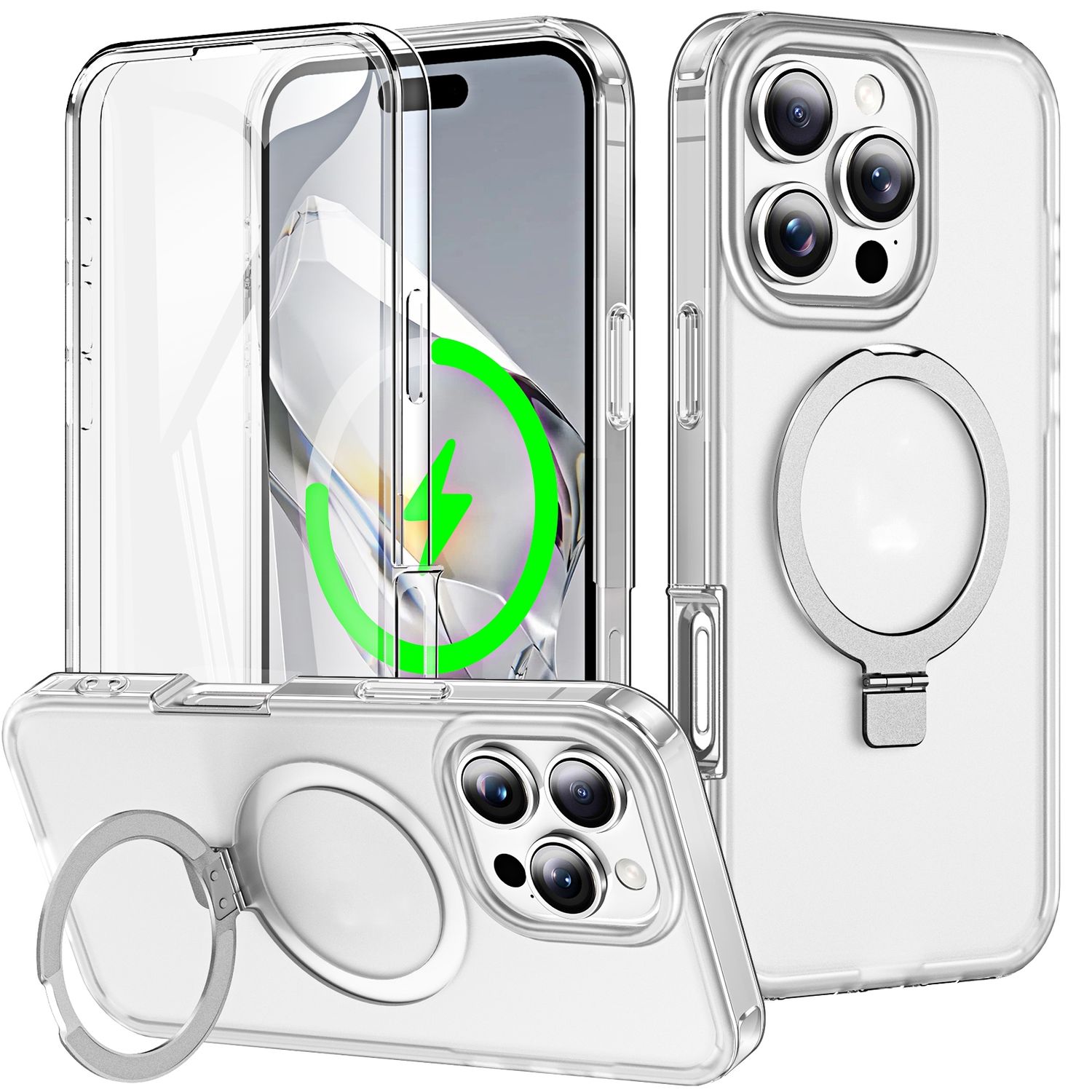 F&uuml;r Apple iPhone 16 Pro Max Skin Feel MagSafe Ring H&uuml;lle Transparent - Bild 1