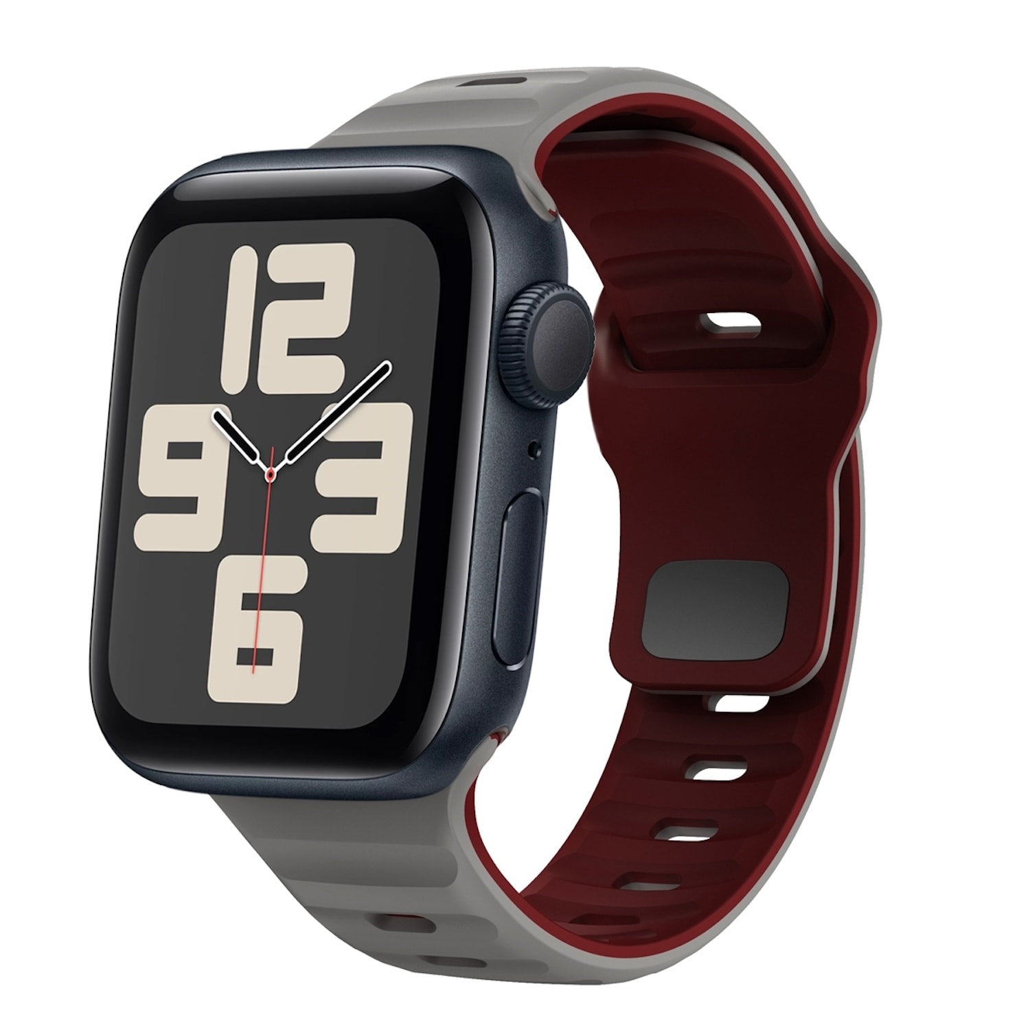 F&uuml;r Apple Watch SE 2023 44mm Silikon Wellenstruktur Armband Grau - Bild 1